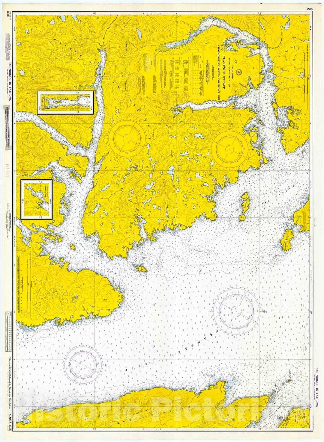 Historic Nautical Map - Clarence Strait, Cholmondeley Sound & Skowl Arm, 1972 NOAA Chart - Alaska (AK) - Vintage Wall Art