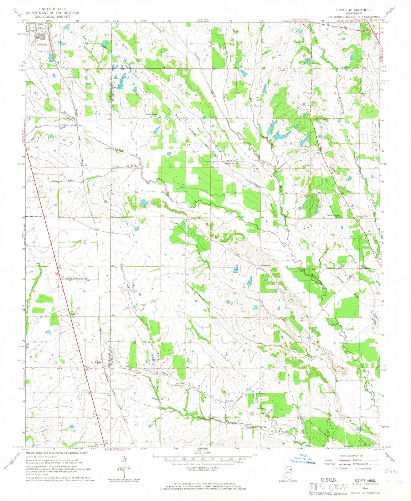 1965 Egypt, MS - Mississippi - USGS Topographic Map