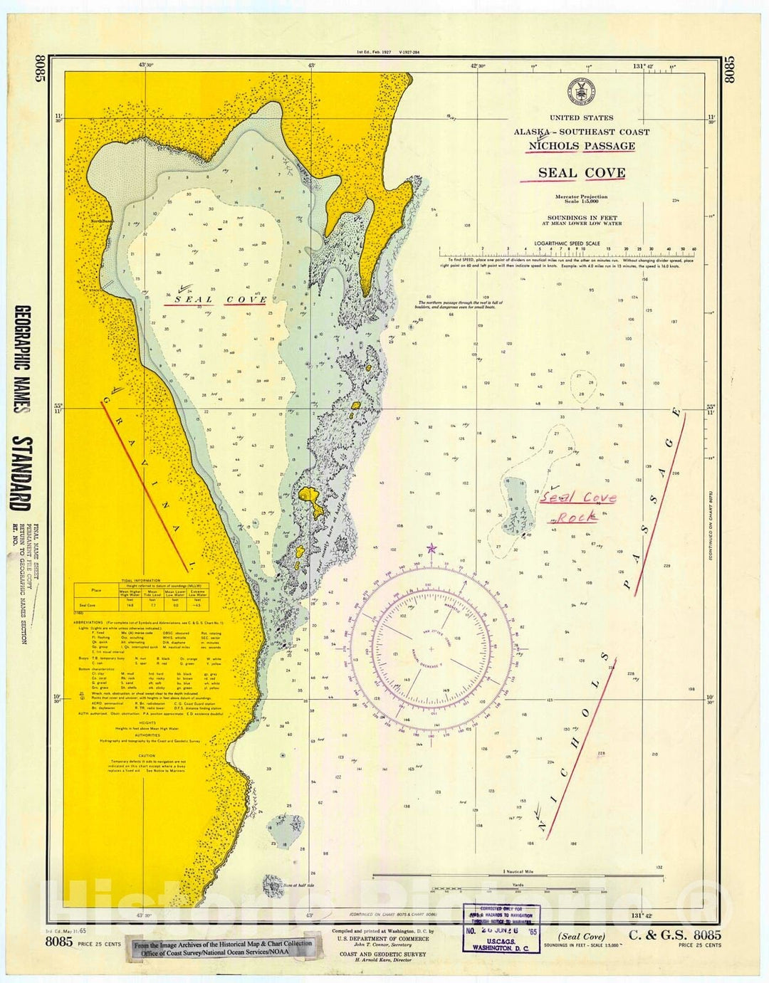 Historic Nautical Map - Seal Cove, 1965 NOAA Chart - Alaska (AK) - Vintage Wall Art