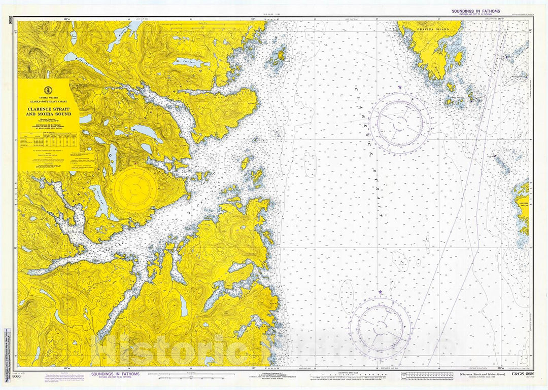 Historic Nautical Map - Clarence Strait And Moira Sound, 1973 NOAA Chart - Alaska (AK) - Vintage Wall Art