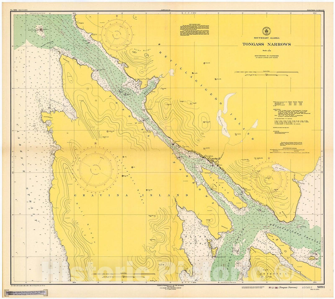 Historic Nautical Map - Tongass Narrows, 1947 NOAA Chart - Alaska (AK) - Vintage Wall Art