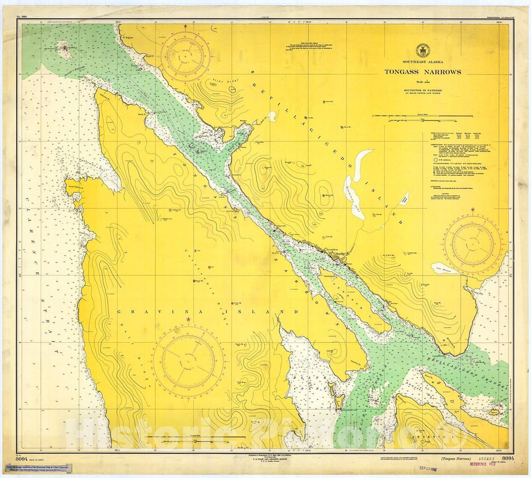 Historic Nautical Map - Tongass Narrows, Ak, 1952 NOAA Chart - Alaska (AK) - Vintage Wall Art