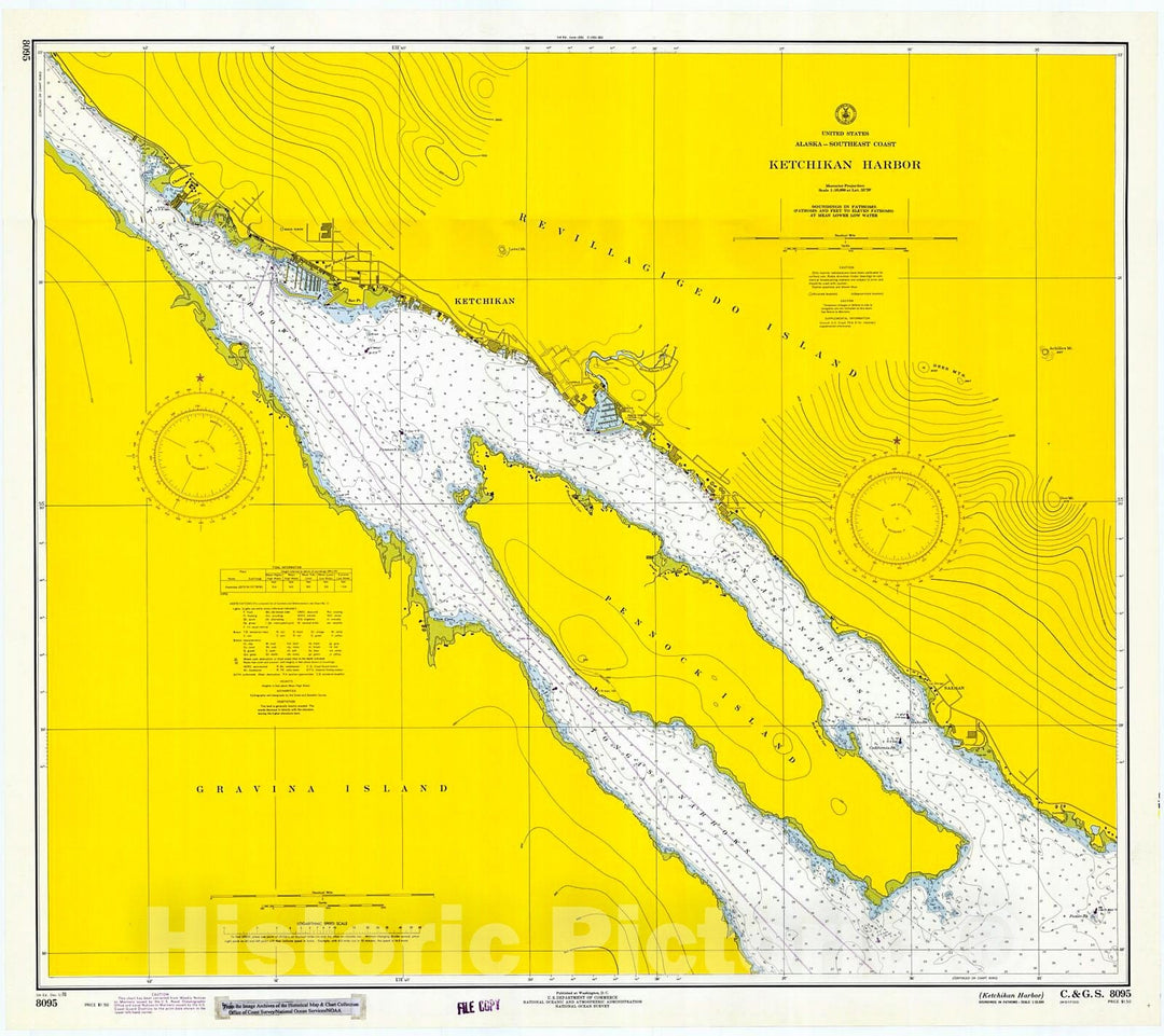 Historic Nautical Map - Ketchikan Harbor, 1970 NOAA Chart - Alaska (AK) - Vintage Wall Art