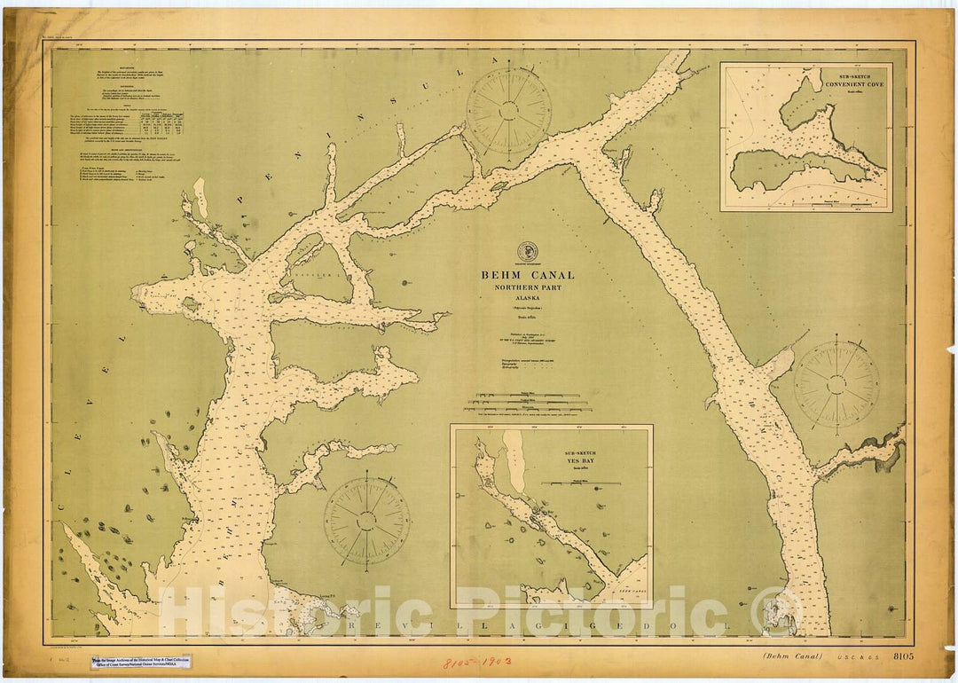 Historic Nautical Map - Behm Canal : Northern Part, 1903 NOAA Chart - Alaska (AK) - Vintage Wall Art