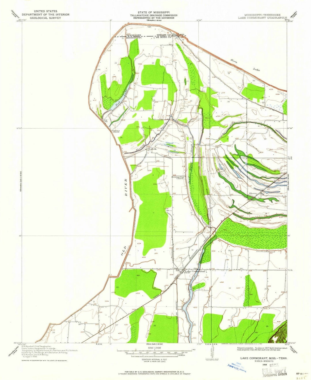 1908 Lake Cormorant, MS - Mississippi - USGS Topographic Map