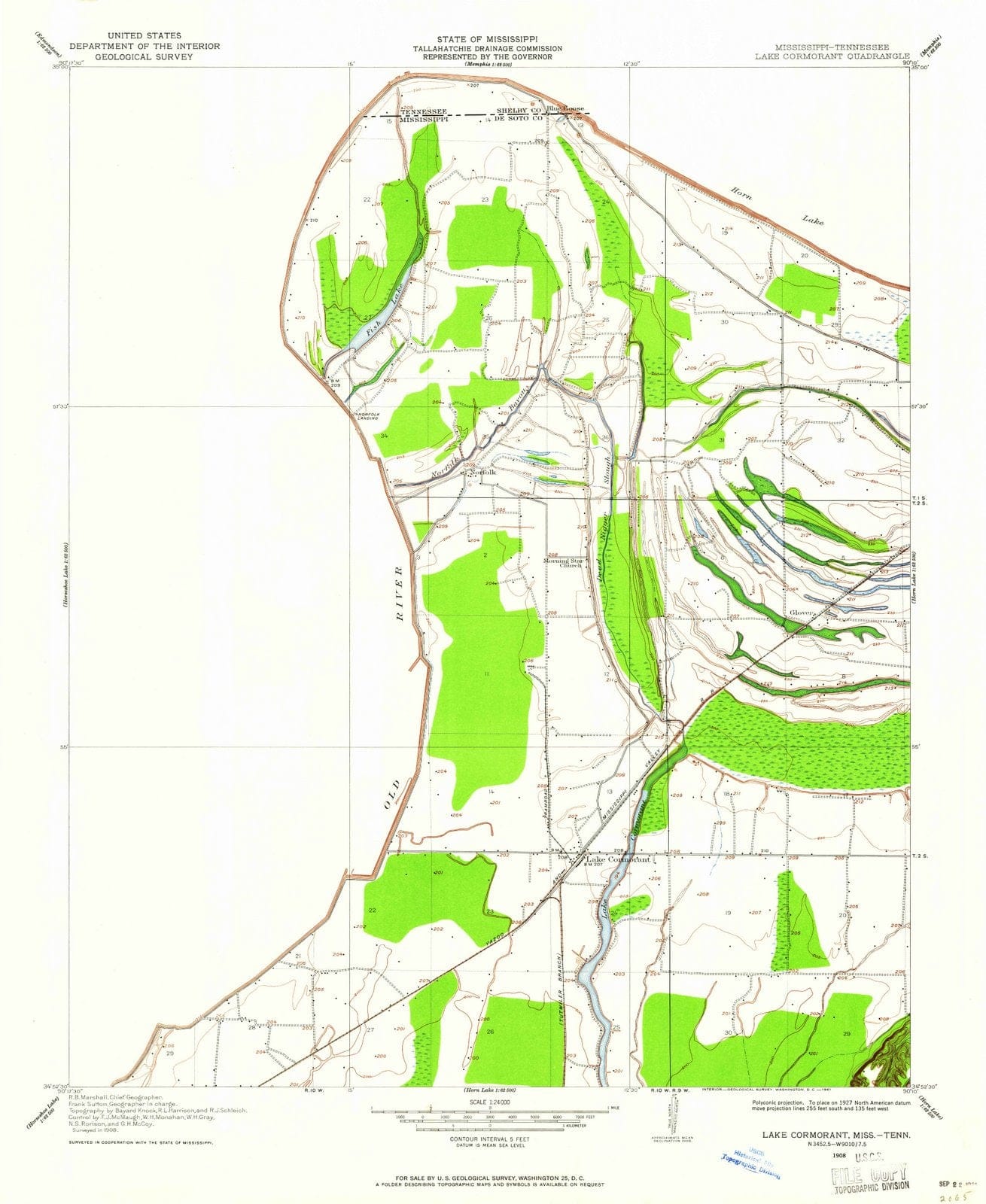 1908 Lake Cormorant, MS - Mississippi - USGS Topographic Map