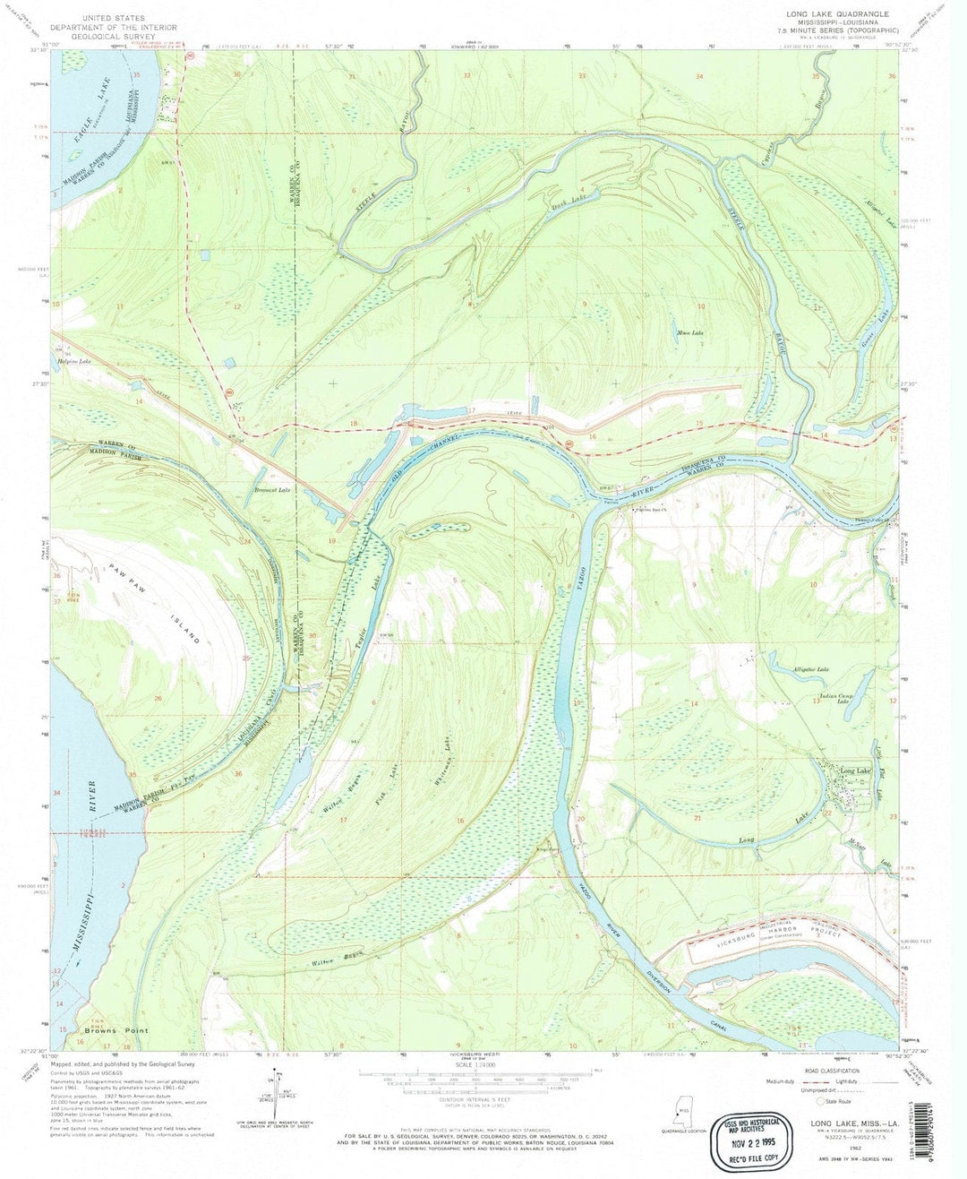 1962 Long Lake, MS - Mississippi - USGS Topographic Map