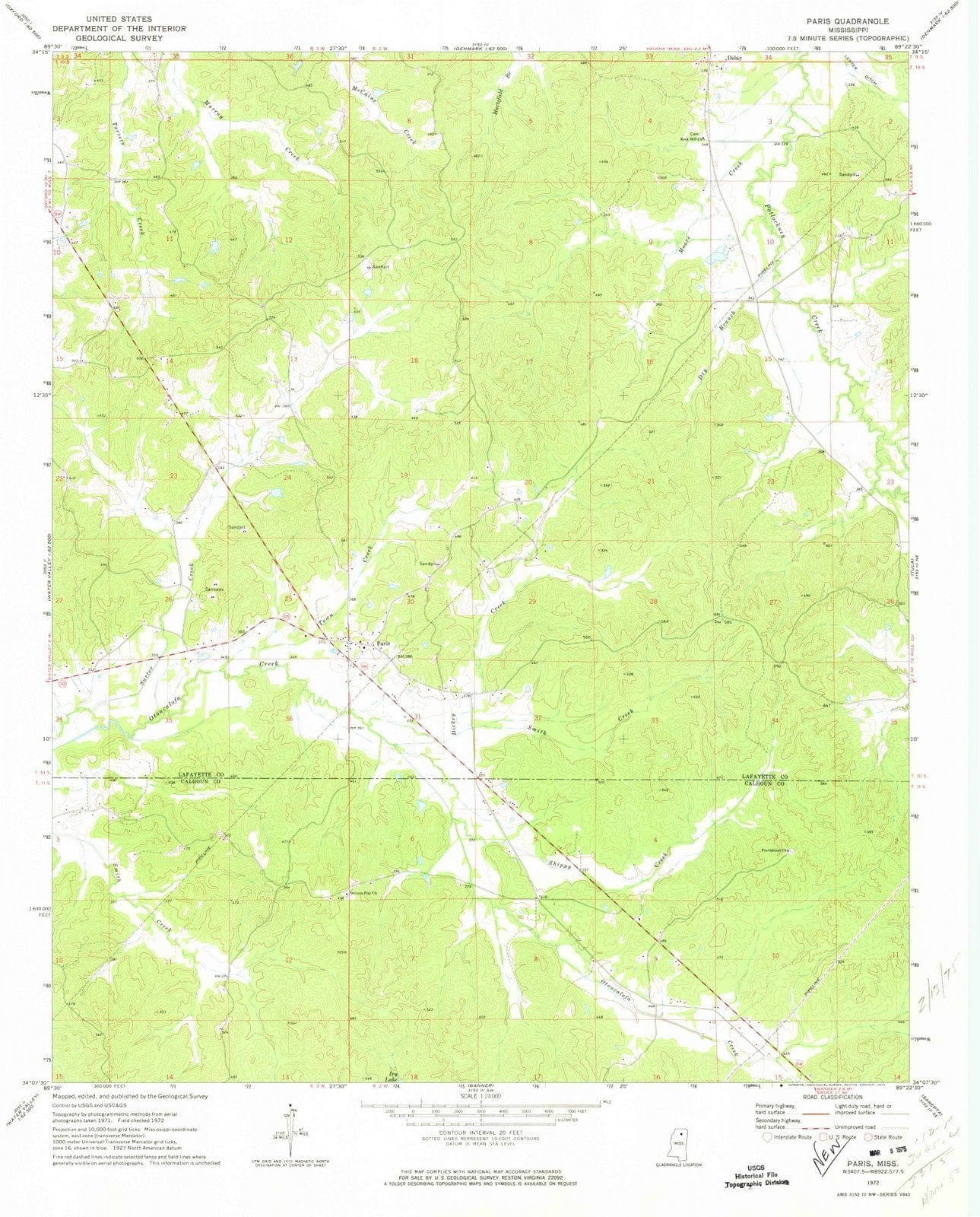 1972 Paris, MS - Mississippi - USGS Topographic Map