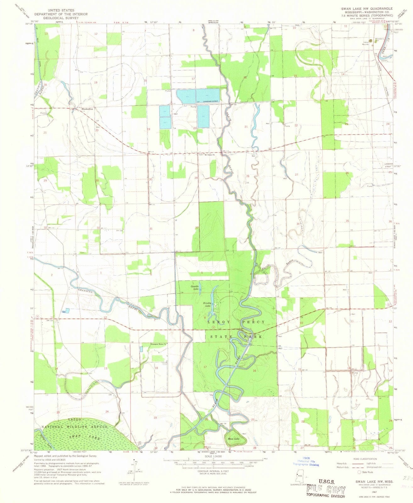 1967 Swan Lake, MS - Mississippi - USGS Topographic Map