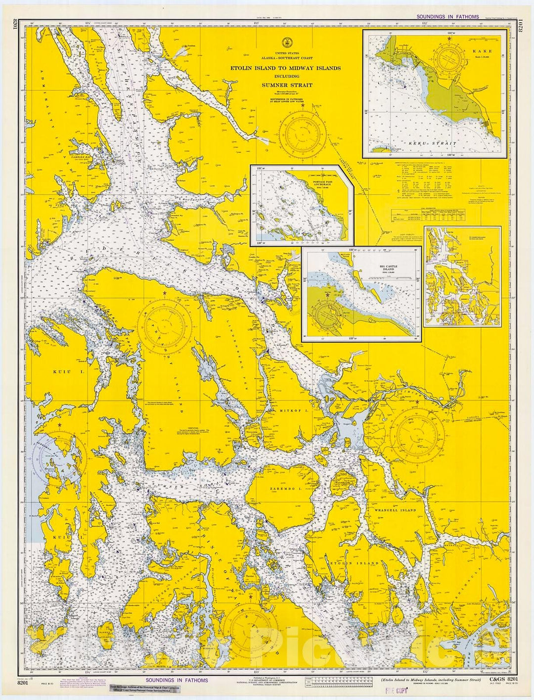 Historic Nautical Map - Etolin Island To Midway Islands, Including Sumner Strait, 1972 NOAA Chart - Alaska (AK) - Vintage Wall Art