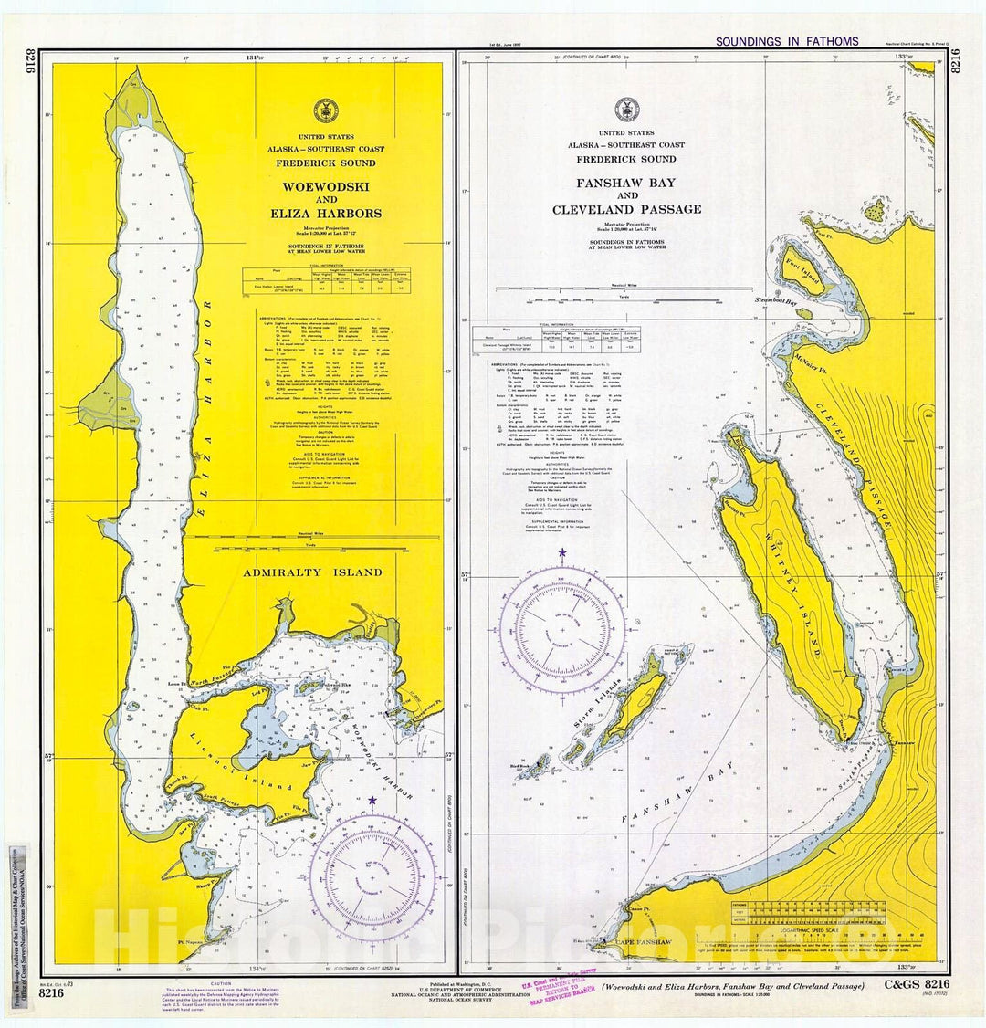 Historic Nautical Map - Woewodski And Eliza Harbors, Fanshaw Bay & Cleveland Passage, 1973 NOAA Chart - Alaska (AK) - Vintage Wall Art