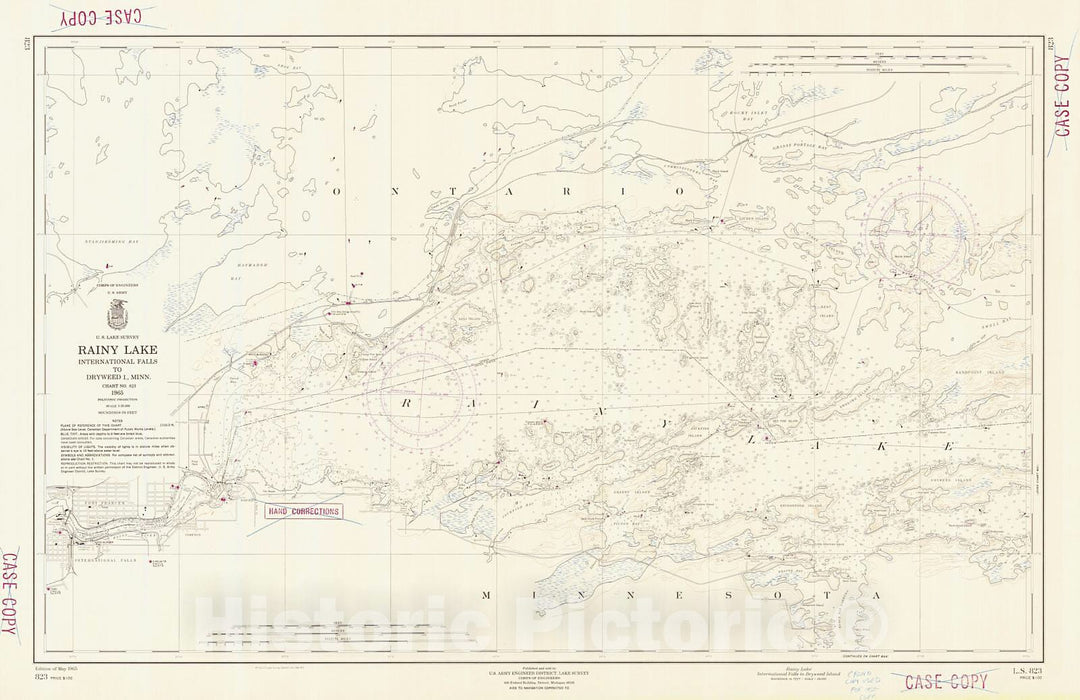 Historic Nautical Map - Rainy Lake International Falls To Dryweed Island, 1965 NOAA Chart - Minnesota (MN) - Vintage Wall Art