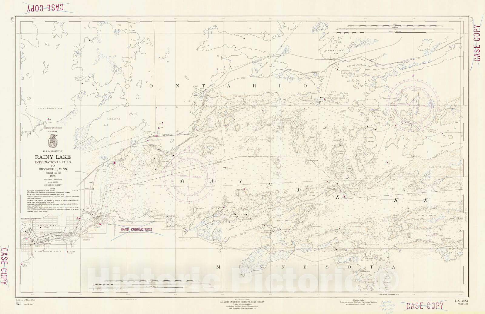 Historic Nautical Map - Rainy Lake International Falls To Dryweed Island, 1965 NOAA Chart - Minnesota (MN) - Vintage Wall Art