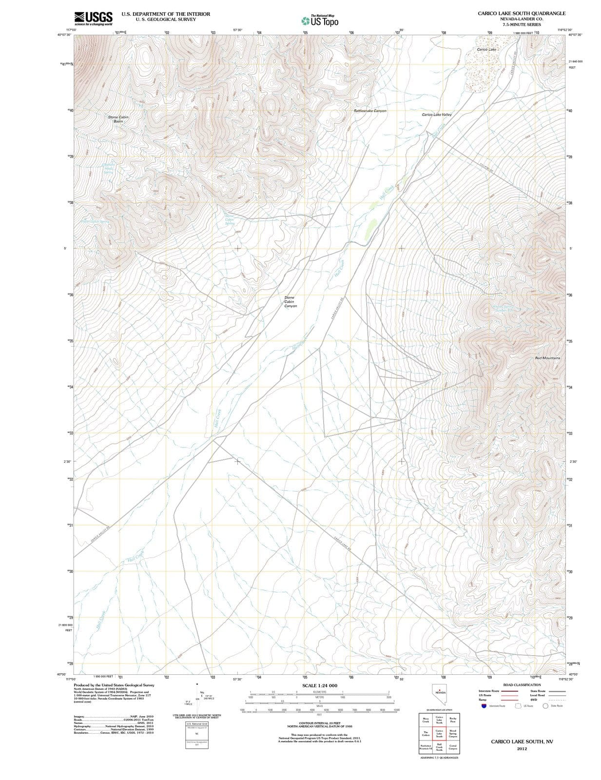 2012 Carico Lake South, NV - Nevada - USGS Topographic Map