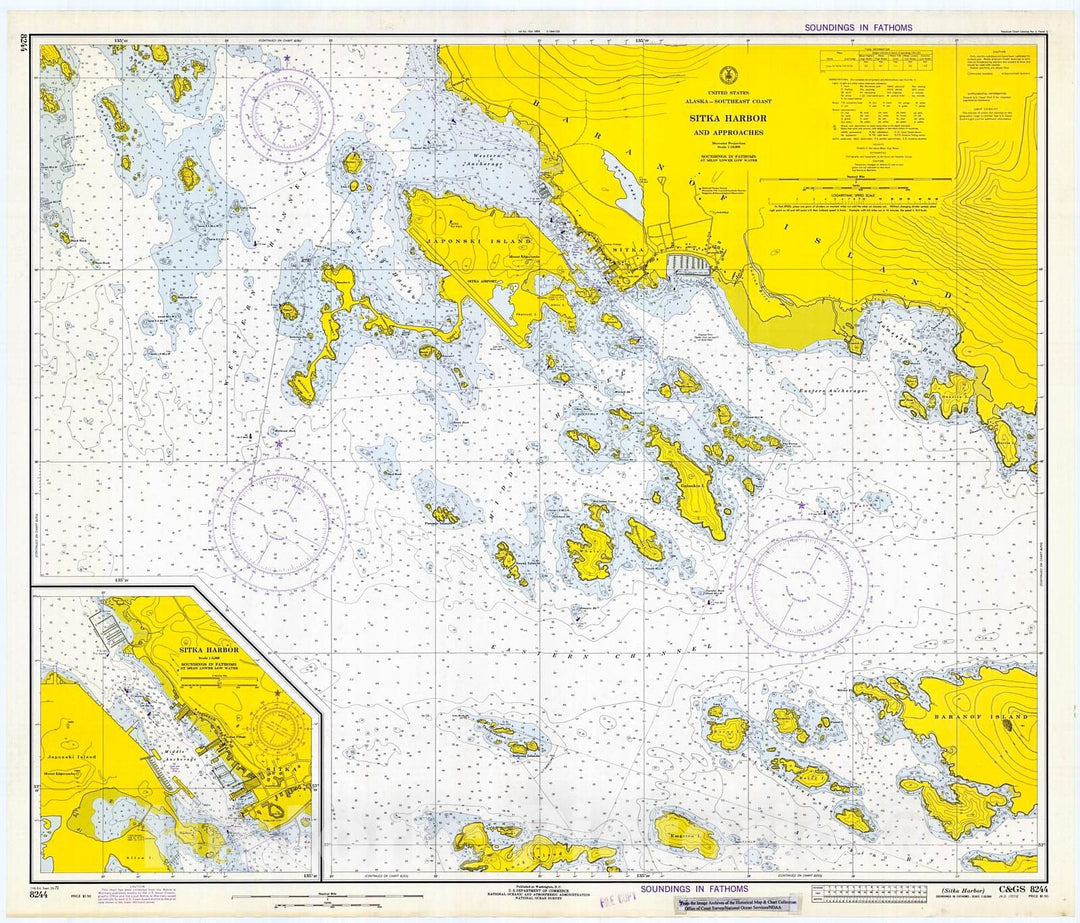 Historic Nautical Map - Sitka Harbor, 1971 NOAA Chart - Alaska (AK) - Vintage Wall Art