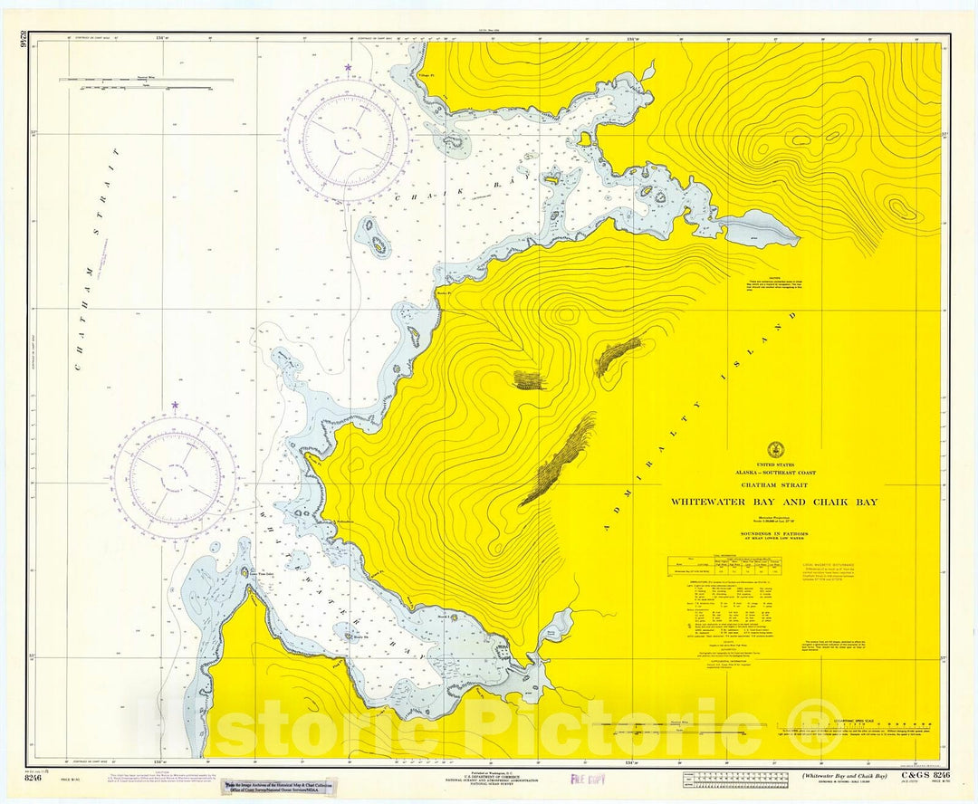 Historic Nautical Map - Whitewater Bay And Chaik Bay, 1971 NOAA Chart - Alaska (AK) - Vintage Wall Art