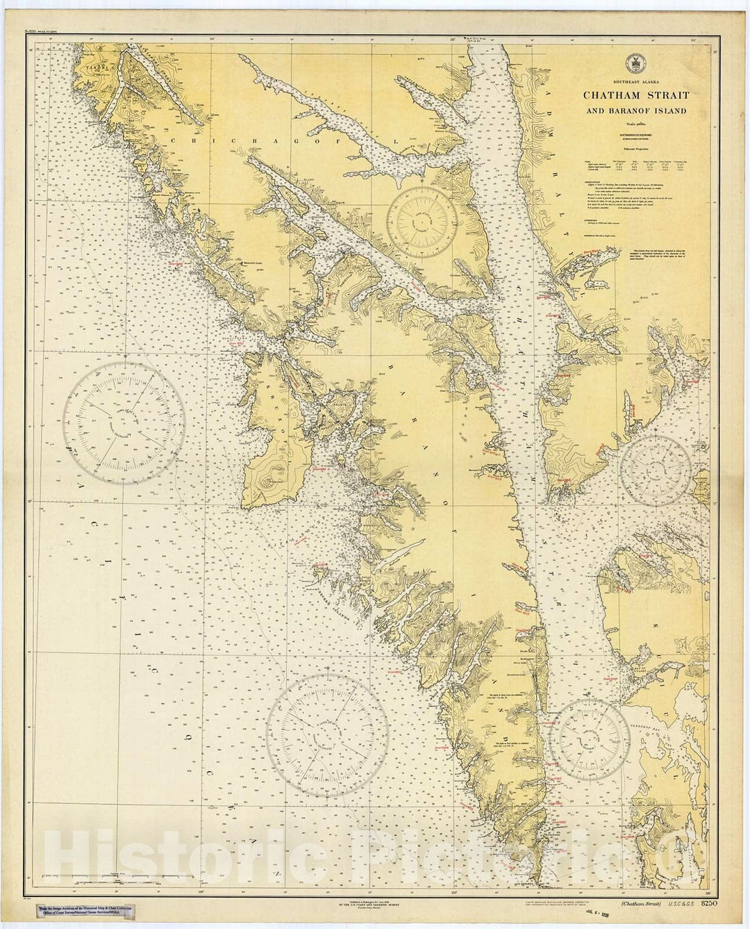 Historic Nautical Map - Chatham Strait, Ak, 1928 NOAA Chart - Alaska (AK) - Vintage Wall Art