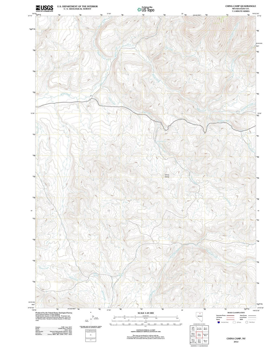 2012 China Camp, NV - Nevada - USGS Topographic Map