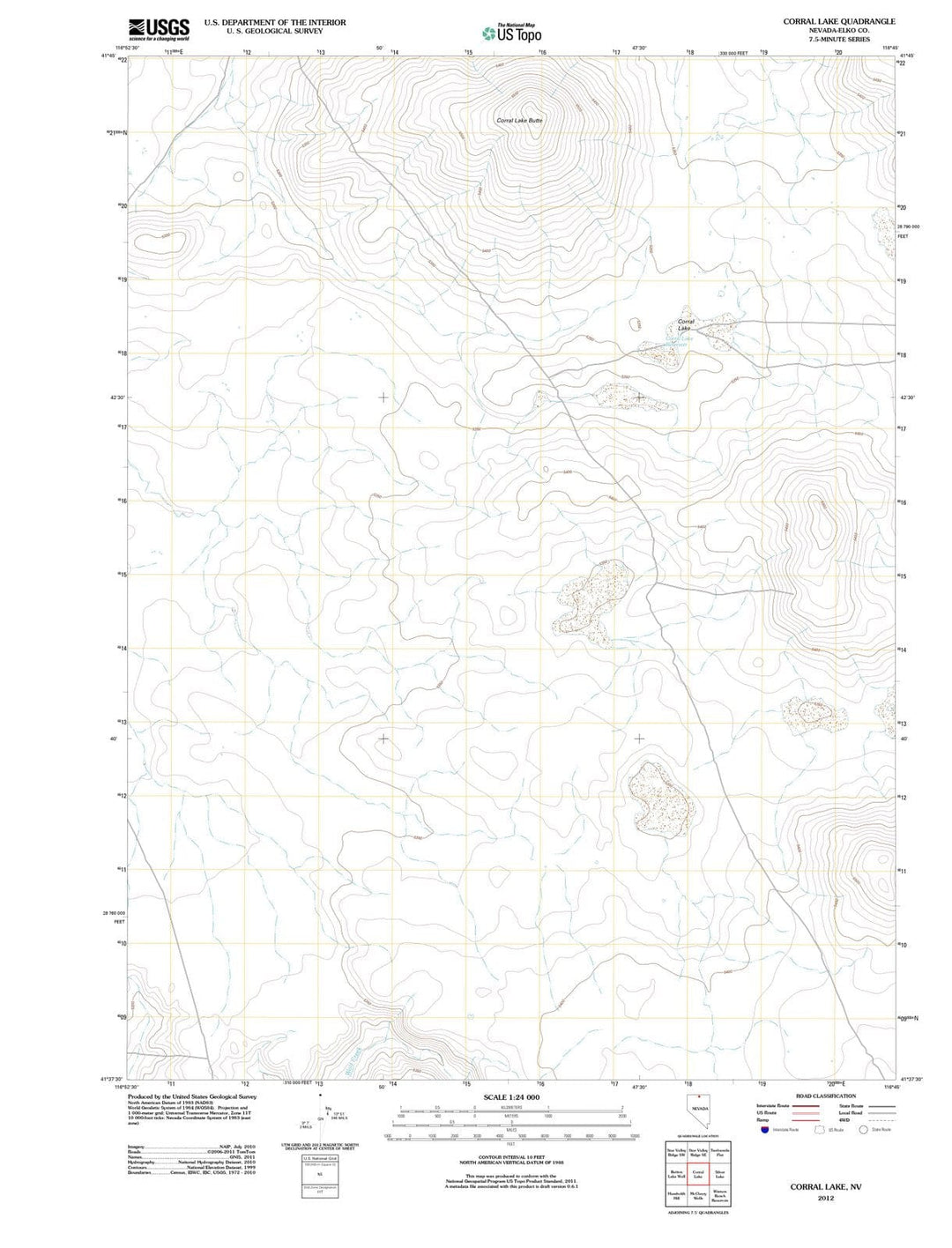 2012 Corral Lake, NV - Nevada - USGS Topographic Map