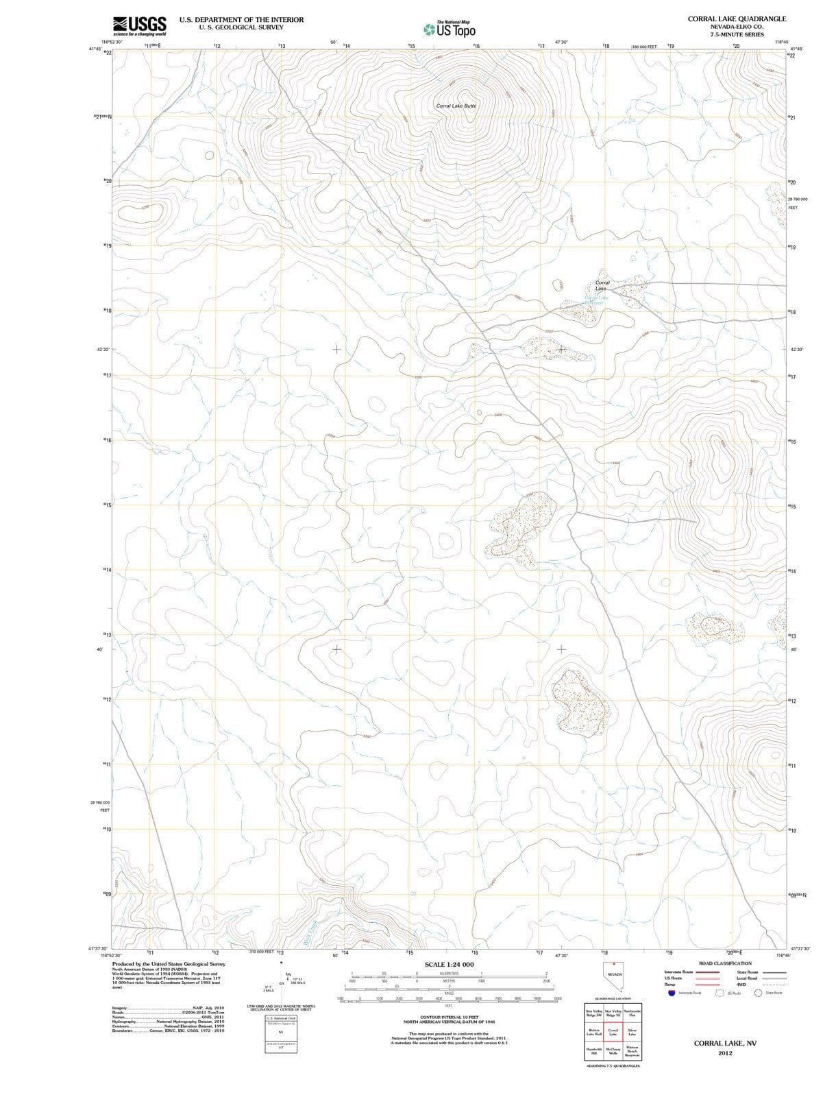 2012 Corral Lake, NV - Nevada - USGS Topographic Map