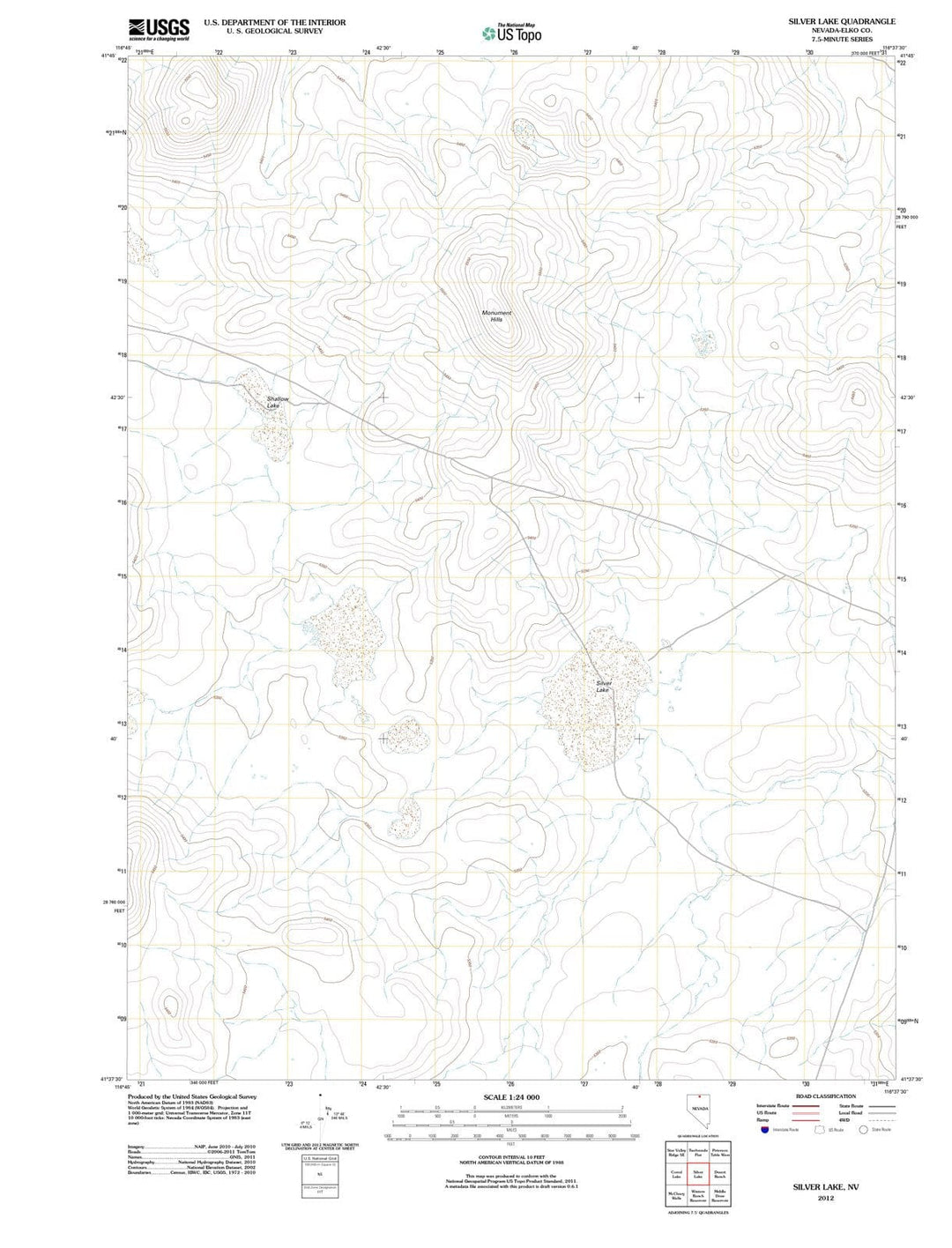 2012 Silver Lake, NV - Nevada - USGS Topographic Map