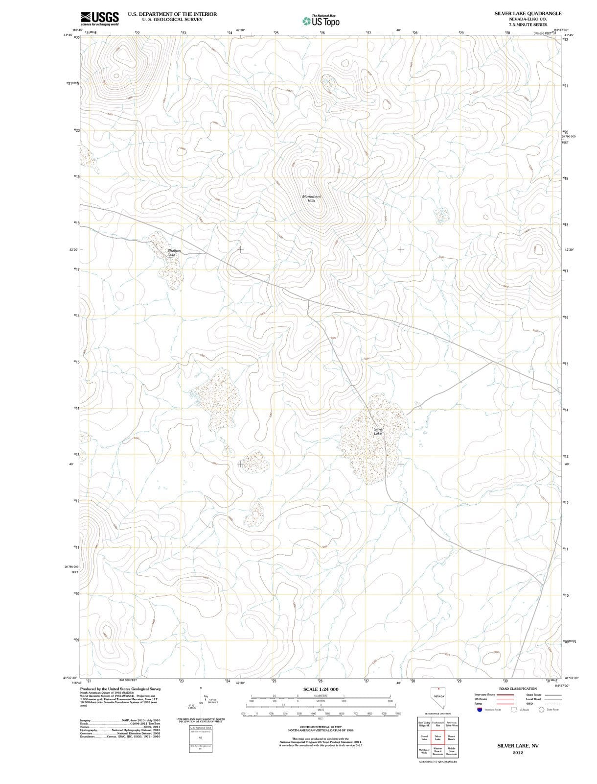 2012 Silver Lake, NV - Nevada - USGS Topographic Map