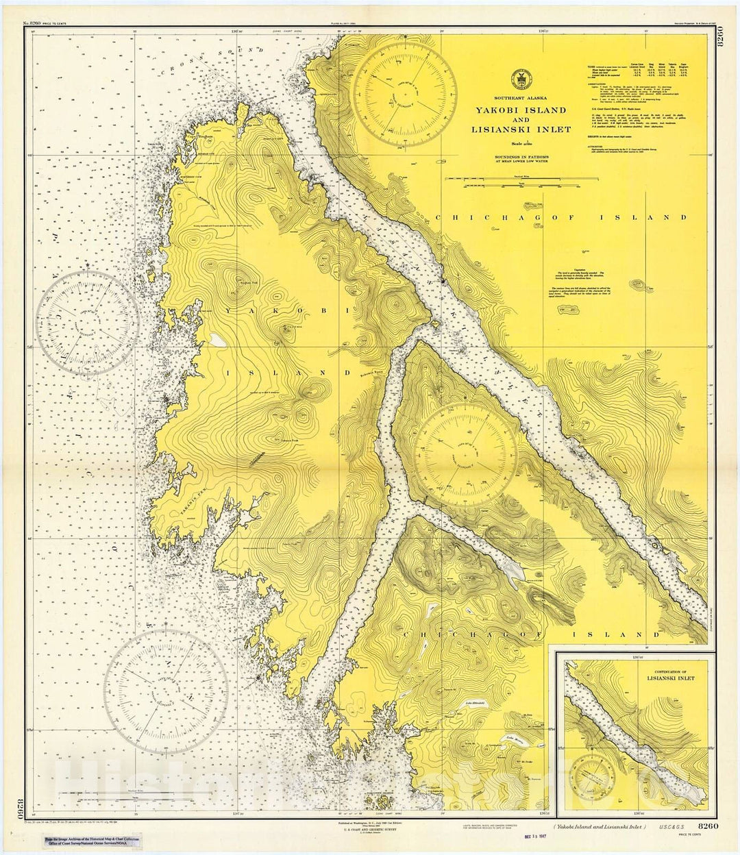 Historic Nautical Map - Yakobi Island And Lisianski Inlet, 1946 NOAA Chart - Alaska (AK) - Vintage Wall Art