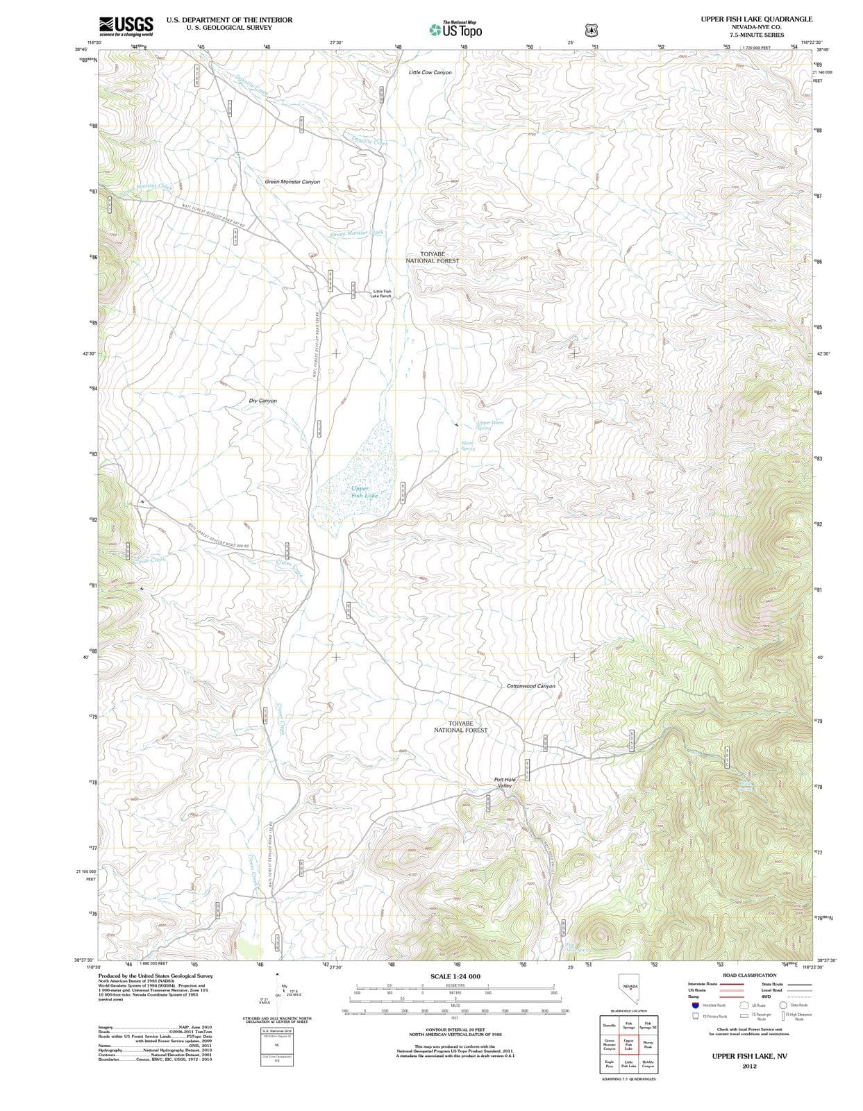 2012 Upper Fish Lake, NV - Nevada - USGS Topographic Map