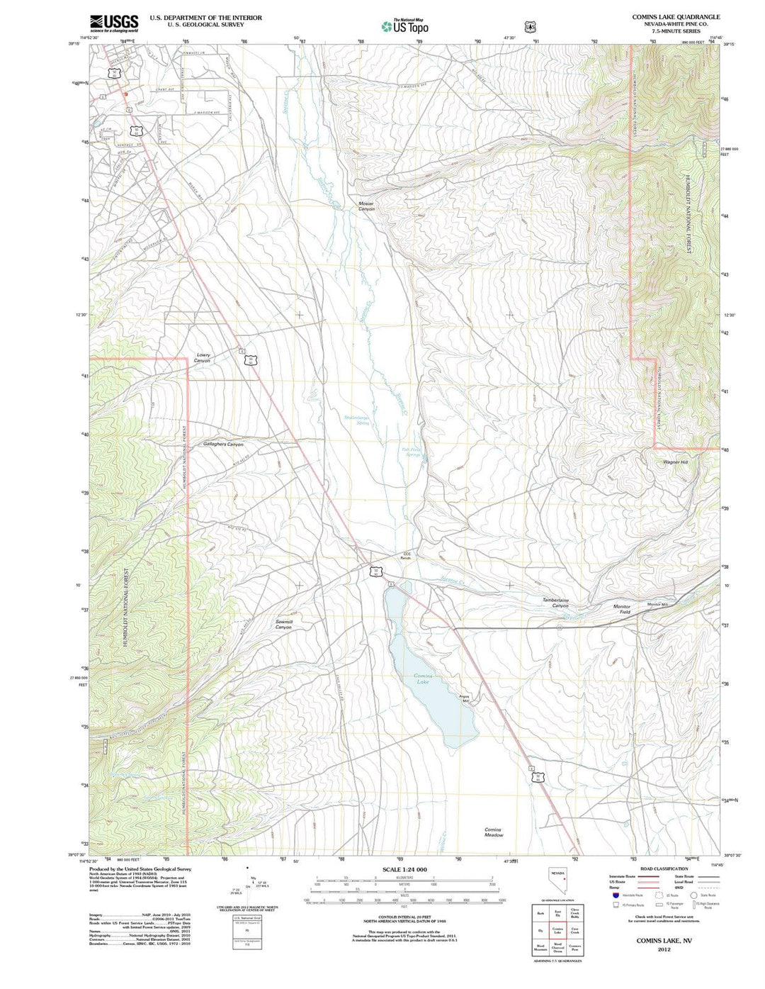 2012 Comins Lake, NV - Nevada - USGS Topographic Map