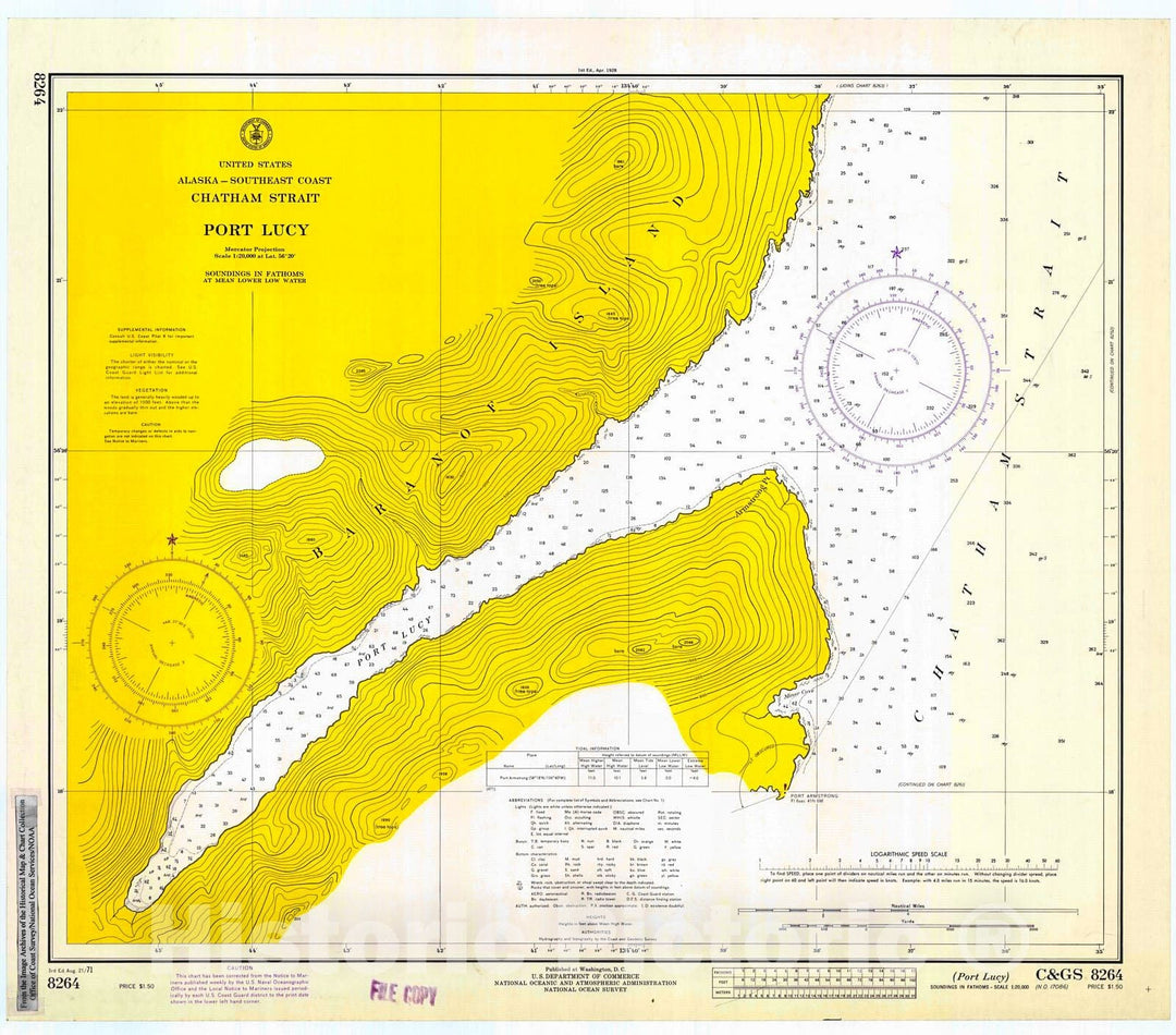 Historic Nautical Map - Port Lucy, 1971 NOAA Chart - Alaska (AK) - Vintage Wall Art