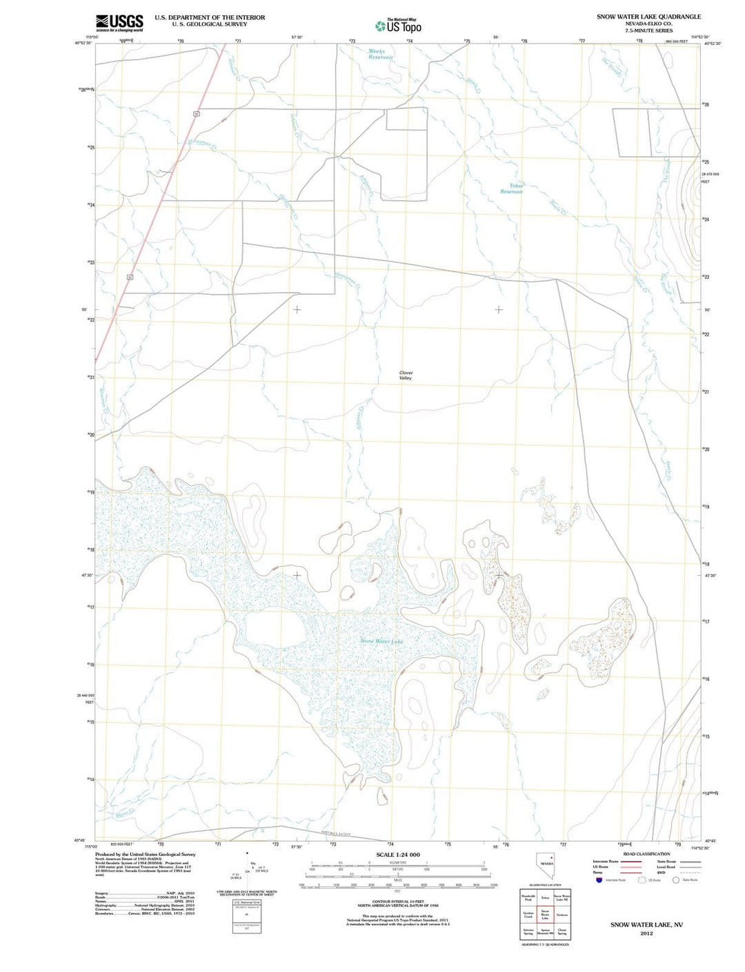 2012 Snow Water Lake, NV - Nevada - USGS Topographic Map