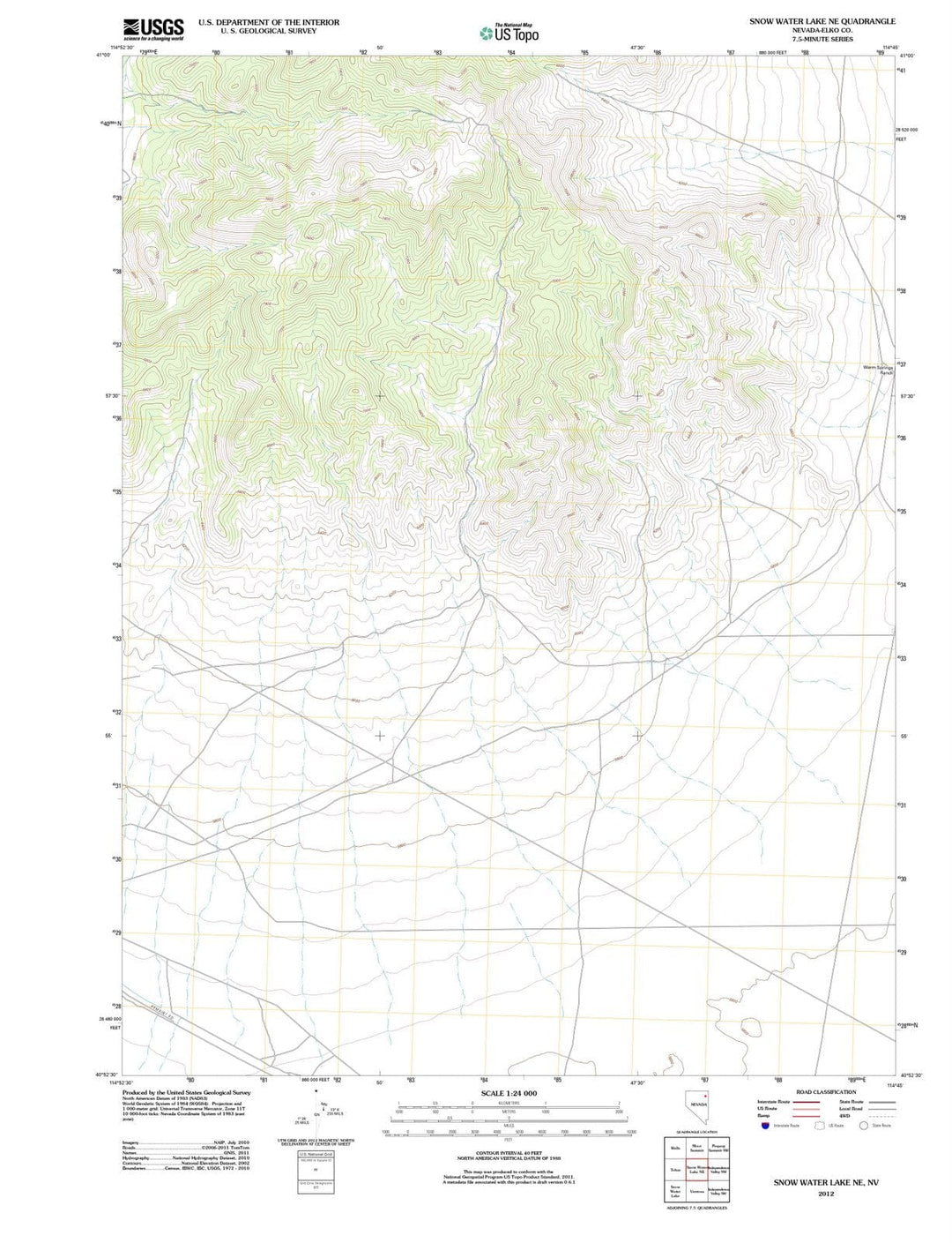 2012 Snow Water Lake, NV - Nevada - USGS Topographic Map