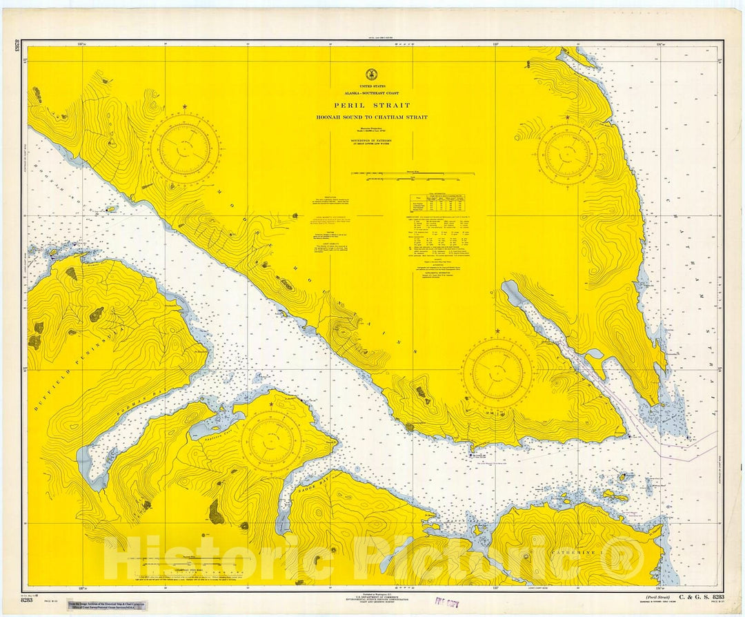 Historic Nautical Map - Peril Strait, 1969 NOAA Chart - Alaska (AK) - Vintage Wall Art