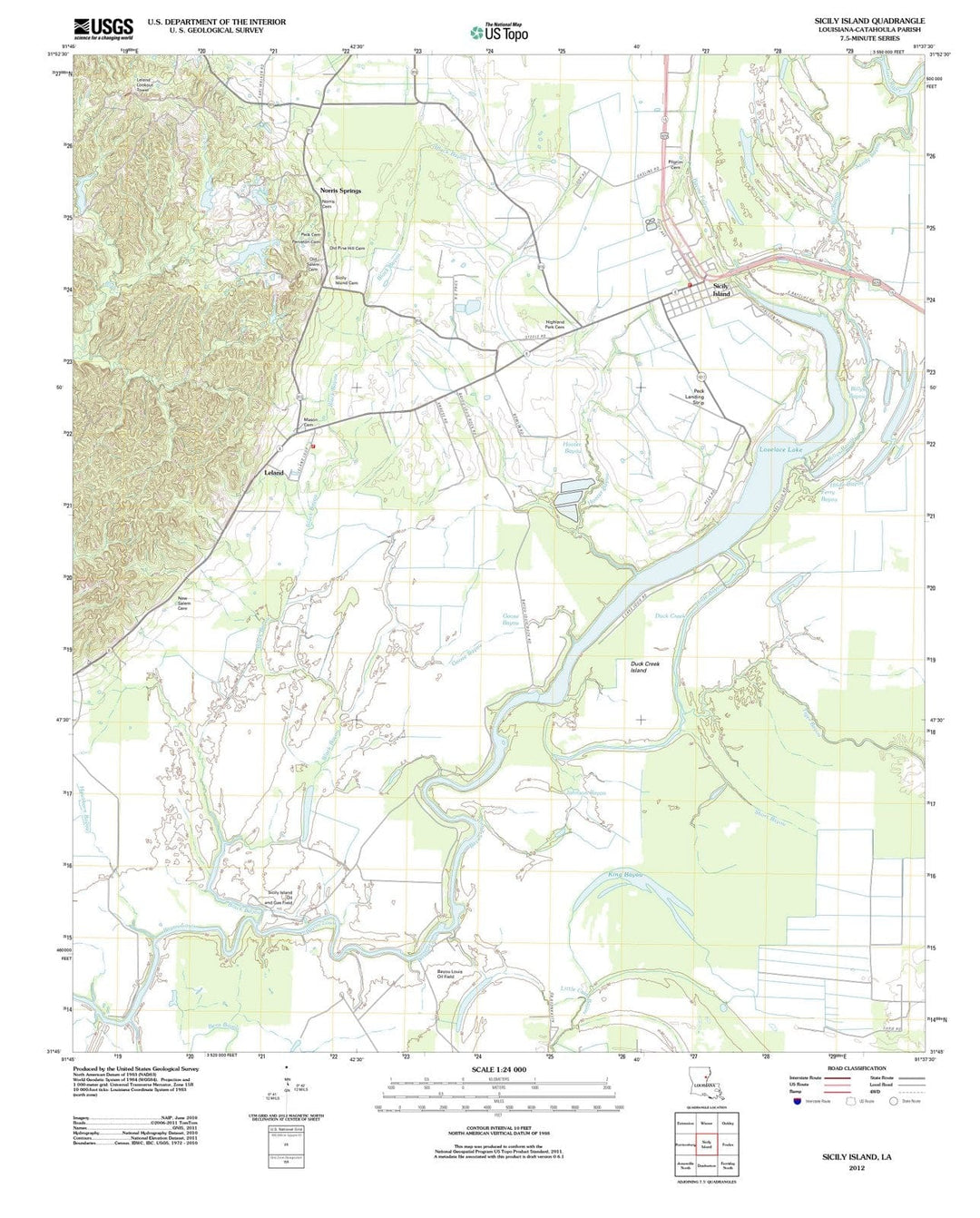 2012 Sicily Island, LA - Louisiana - USGS Topographic Map