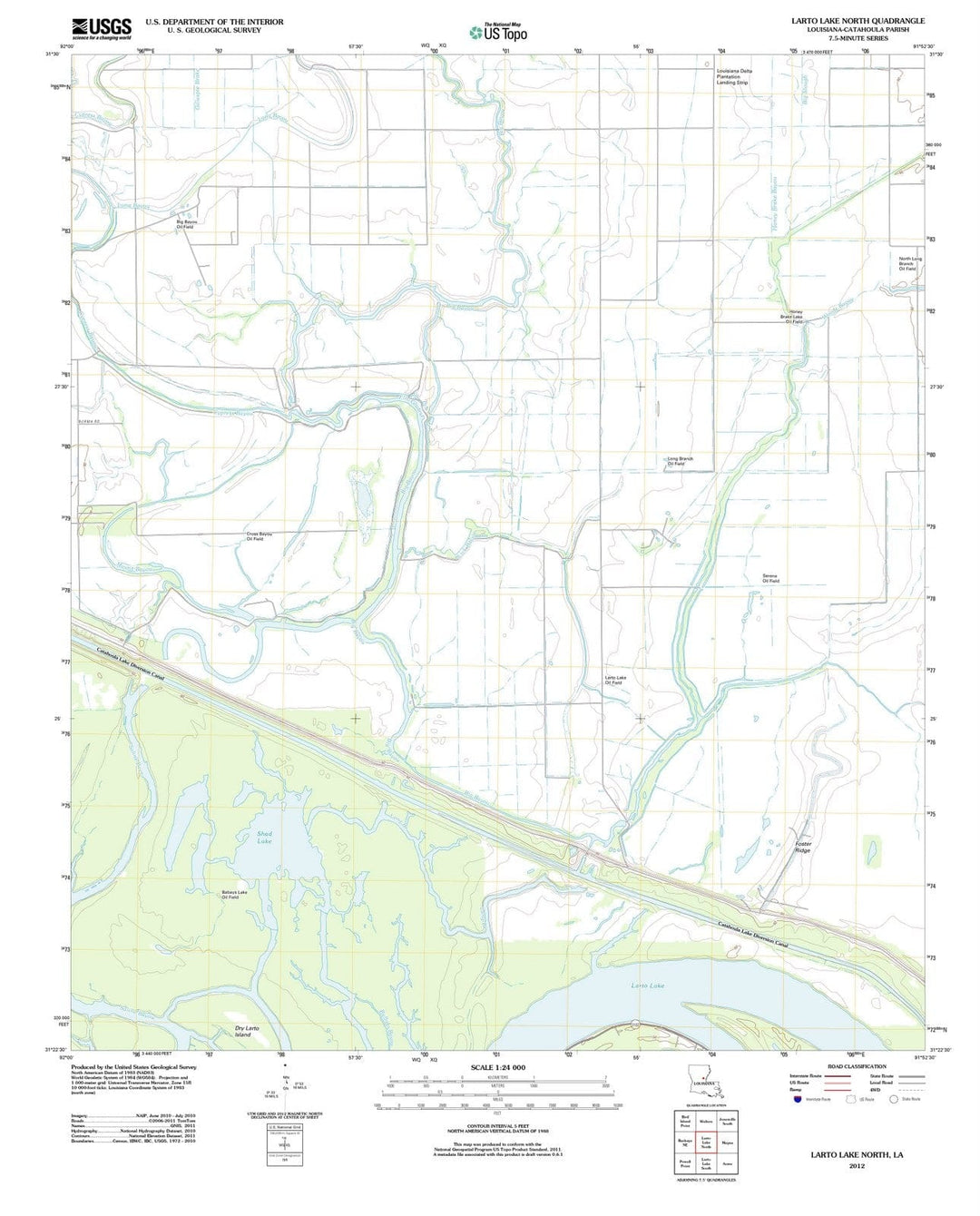 2012 Larto Lake North, LA - Louisiana - USGS Topographic Map