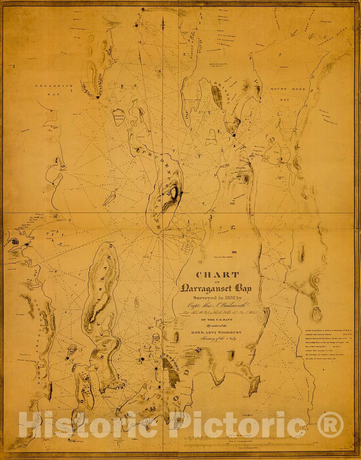 Historic Nautical Map - Map Of Narraganset Bay, 1832 NOAA Chart - Virginia, Connecticut, Rhode Island (VA, CT, RI) - Vintage Wall Art