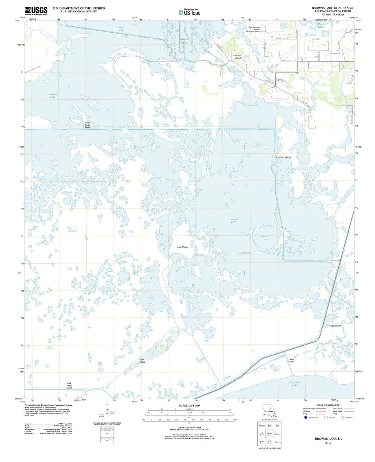 2012 Browns Lake, LA - Louisiana - USGS Topographic Map