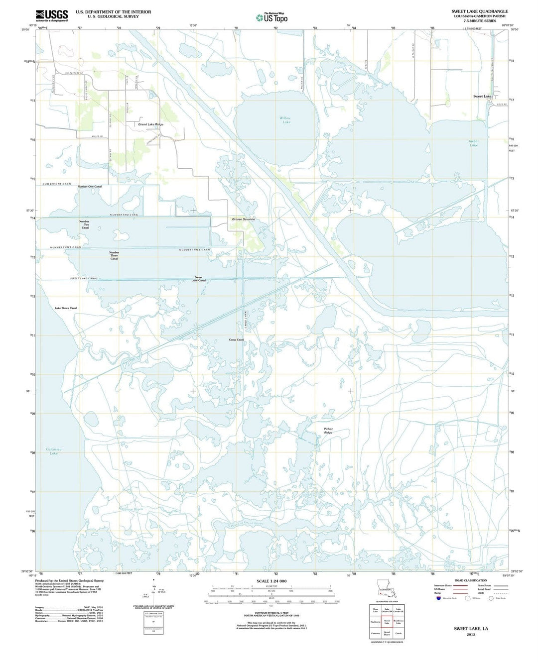 2012 Sweet Lake, LA - Louisiana - USGS Topographic Map