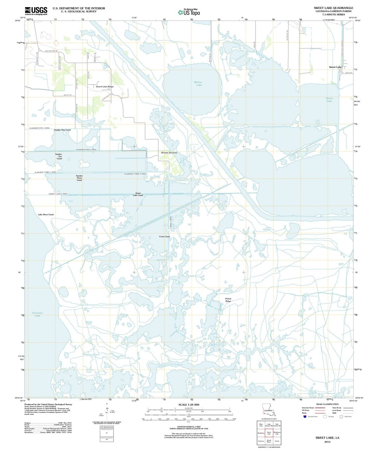 2012 Sweet Lake, LA - Louisiana - USGS Topographic Map