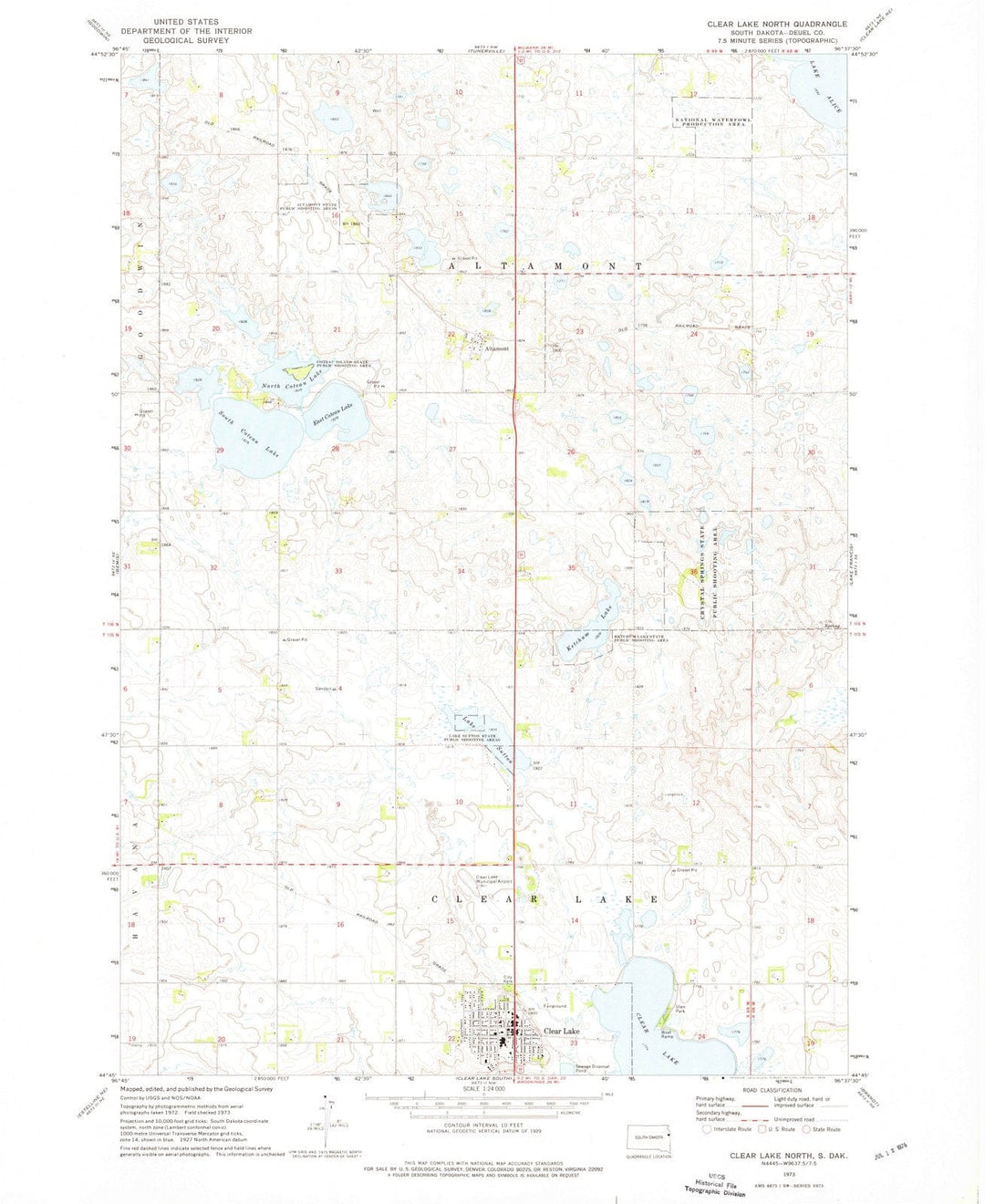 1973 Clear Lake North, SD - South Dakota - USGS Topographic Map