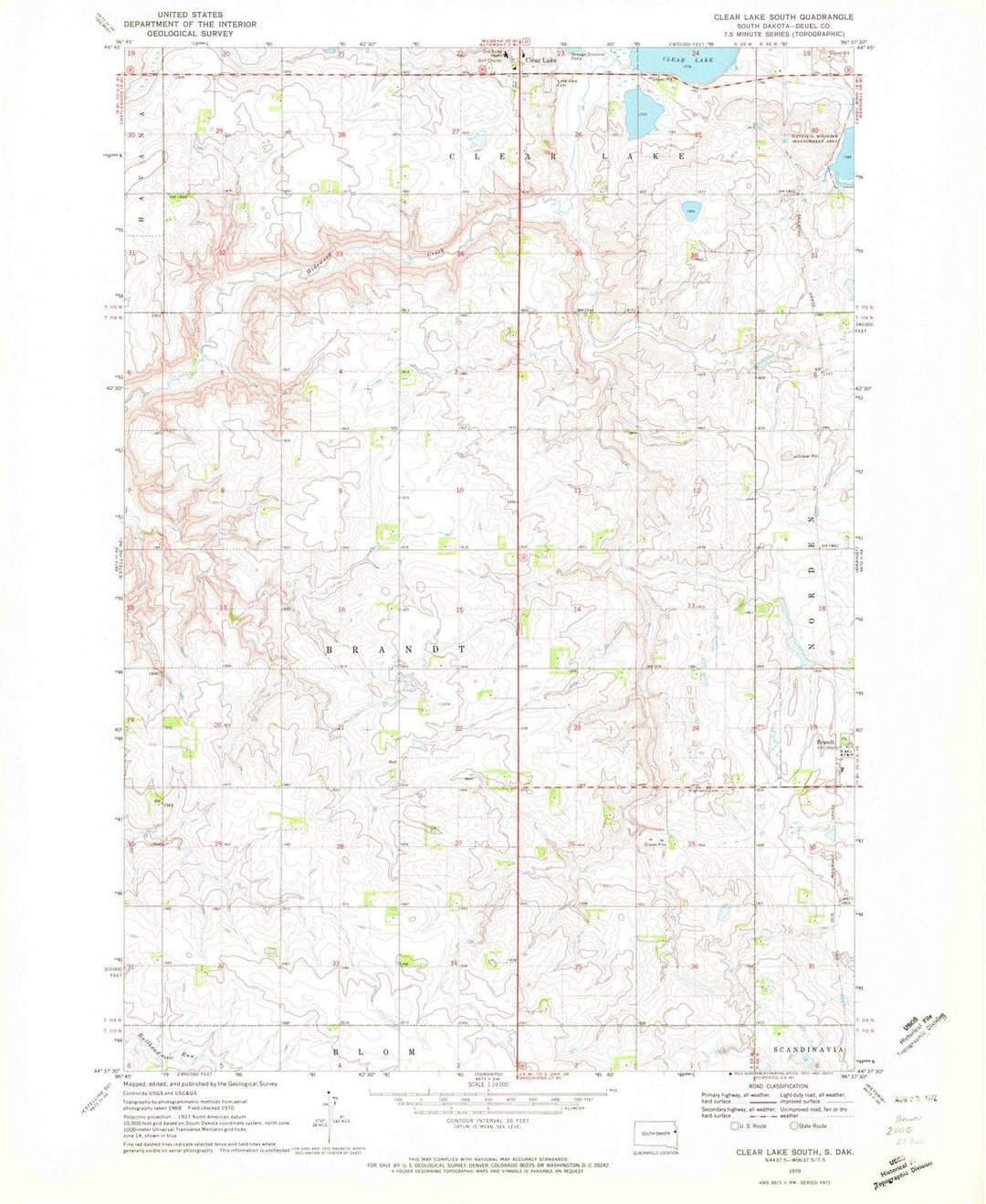 1970 Clear Lake South, SD - South Dakota - USGS Topographic Map