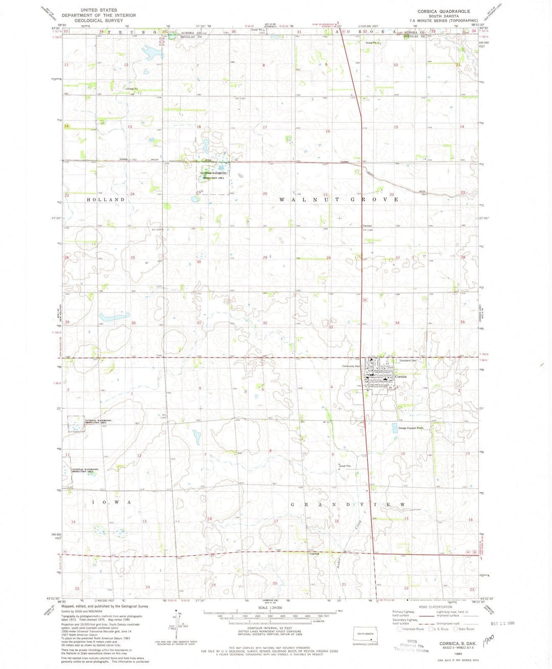 1980 Corsica, SD - South Dakota - USGS Topographic Map