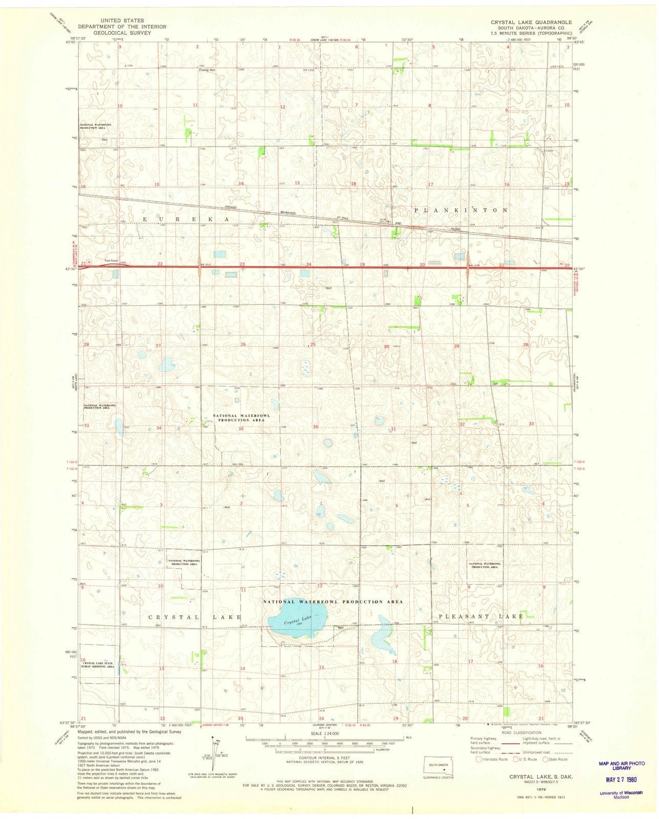 1979 Crystal Lake, SD - South Dakota - USGS Topographic Map