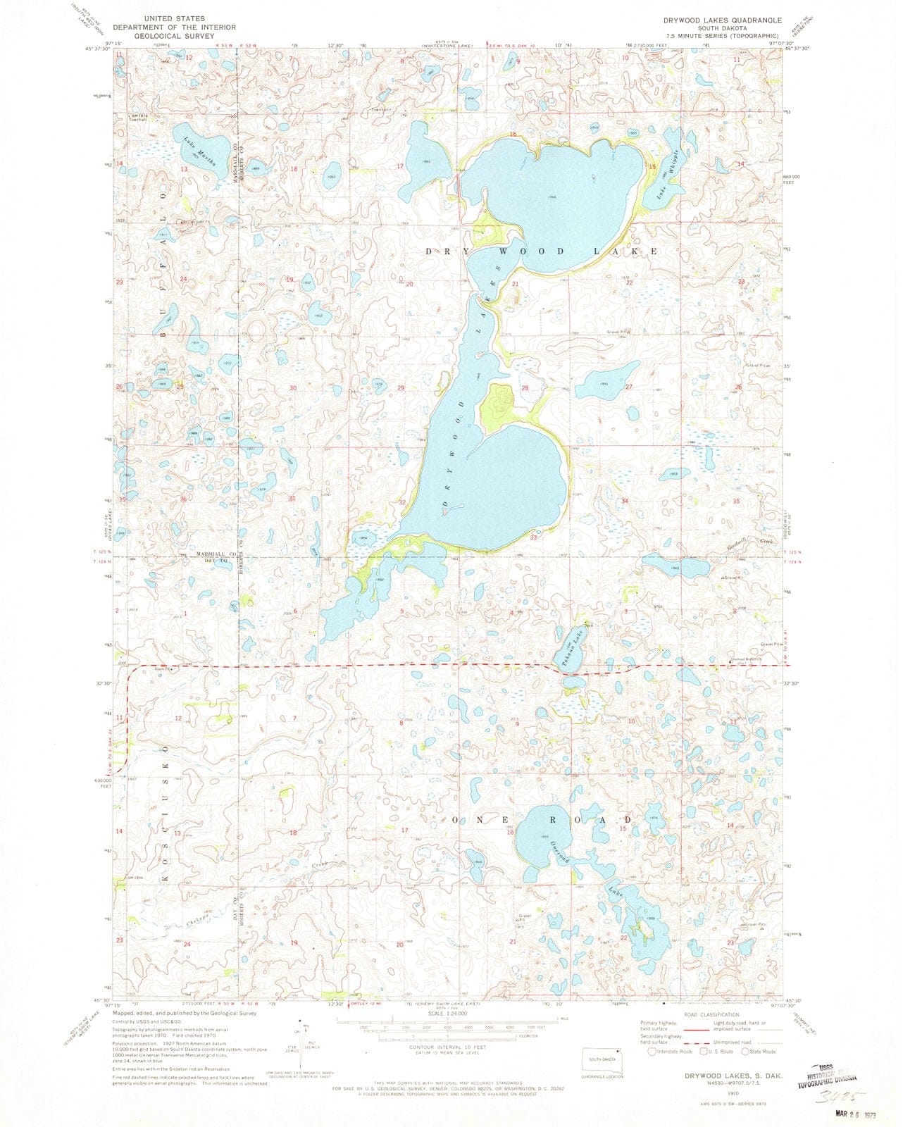 1970 Drywood Lakes, SD - South Dakota - USGS Topographic Map