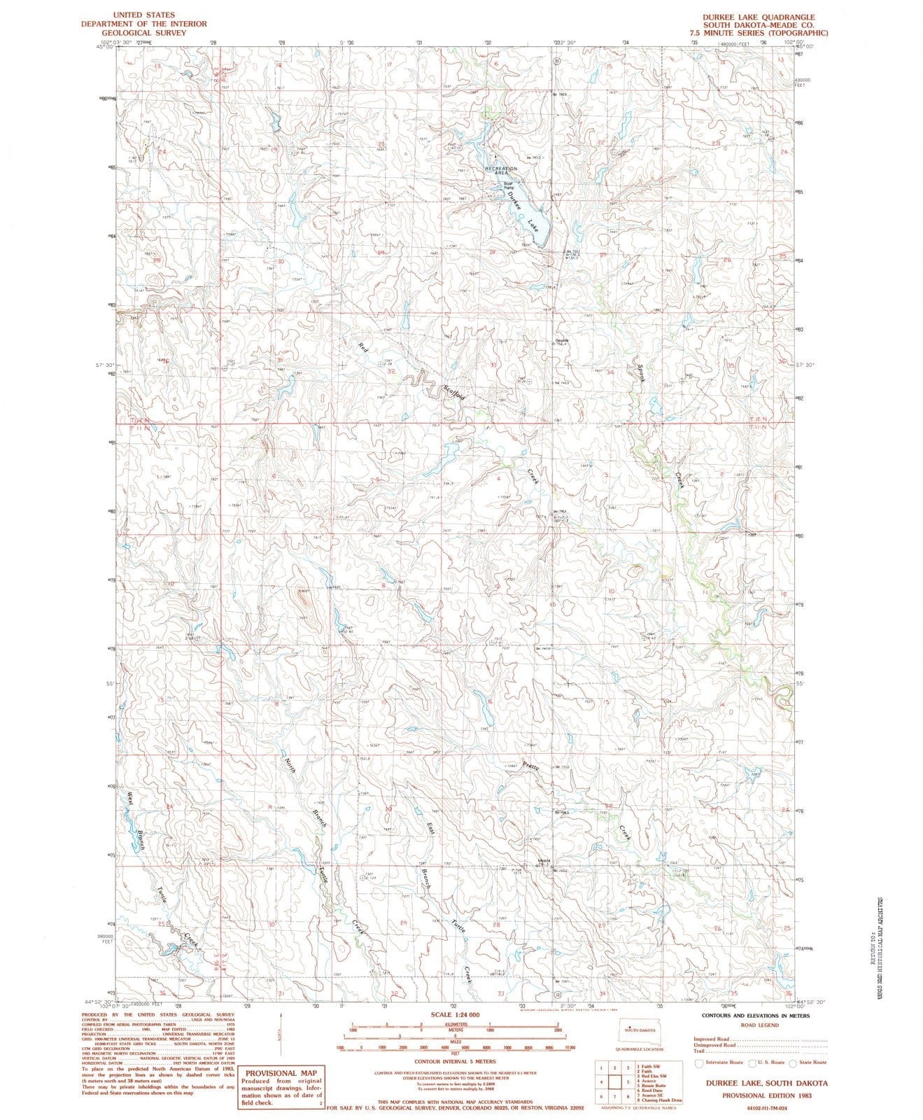 1983 Durkee Lake, SD - South Dakota - USGS Topographic Map