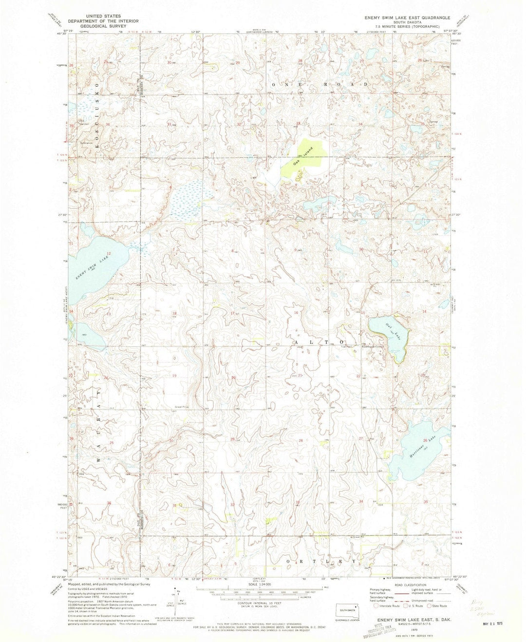 1970 Enemyim Lake East, SD - South Dakota - USGS Topographic Map