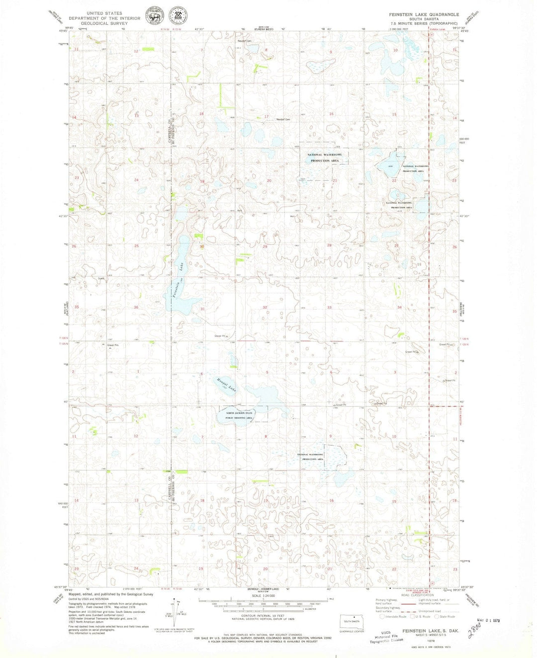 1978 Feinstein Lake, SD - South Dakota - USGS Topographic Map