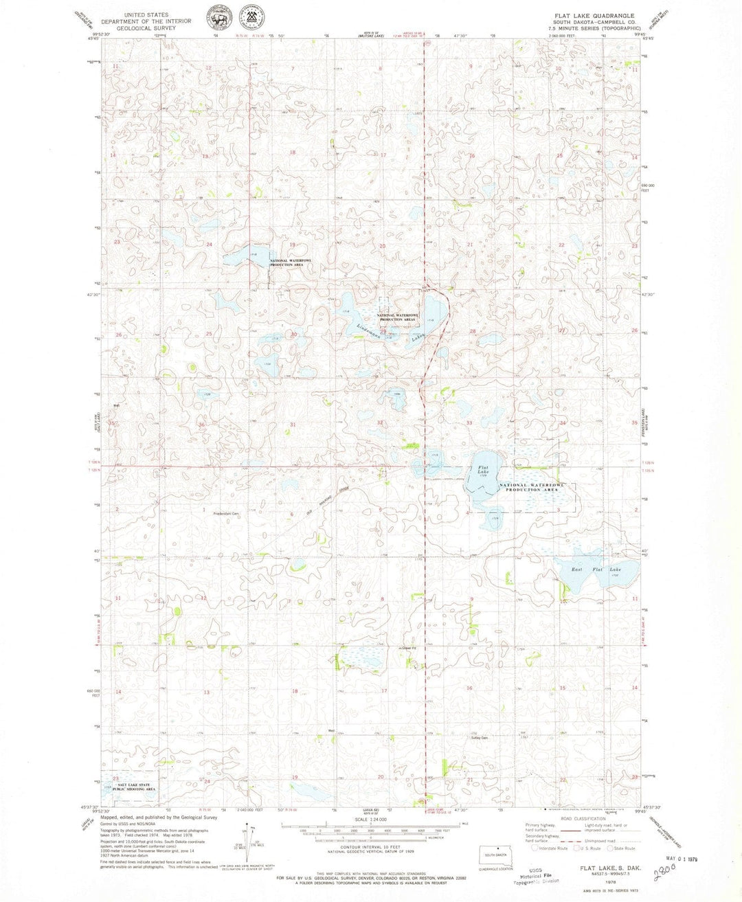 1978 Flat Lake, SD - South Dakota - USGS Topographic Map