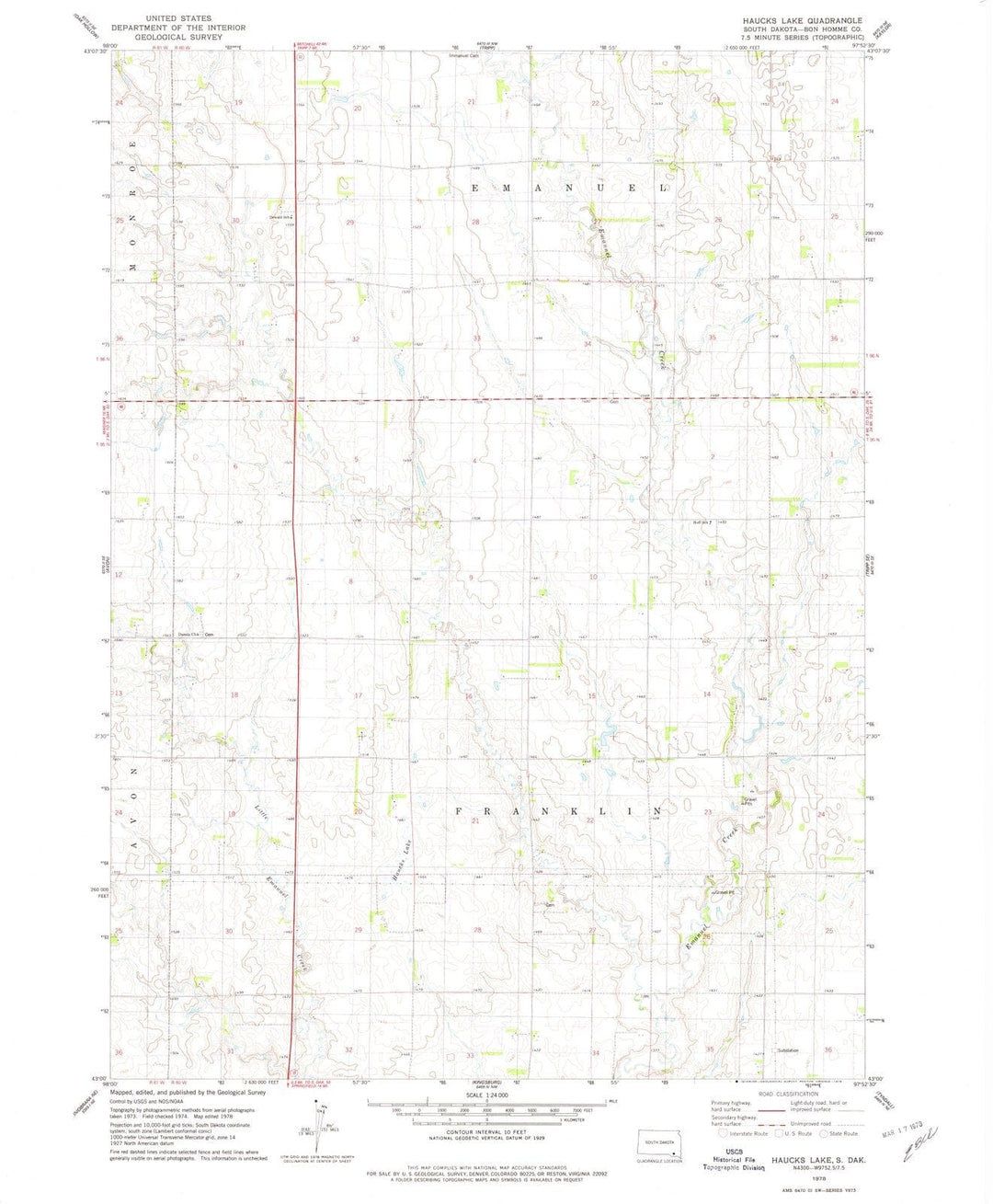 1978 Haucks Lake, SD - South Dakota - USGS Topographic Map