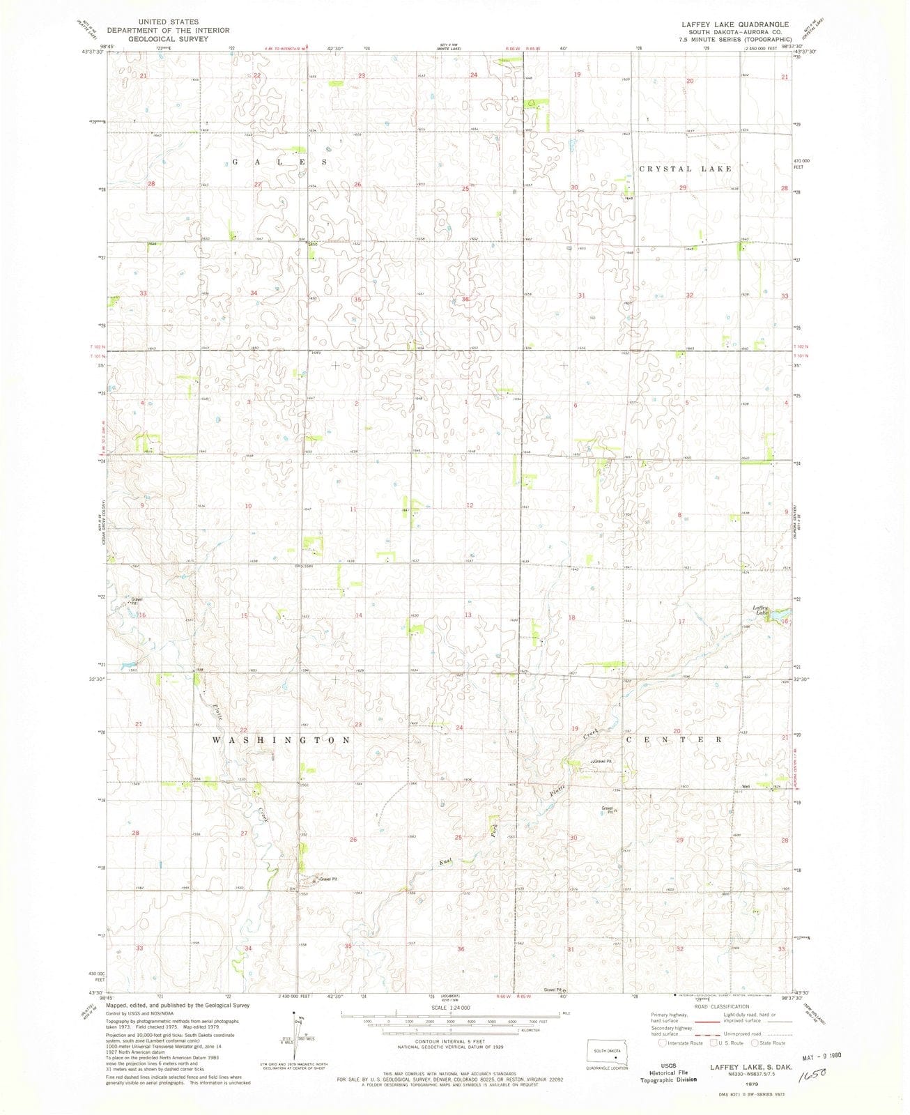 1979 Laffey Lake, SD - South Dakota - USGS Topographic Map